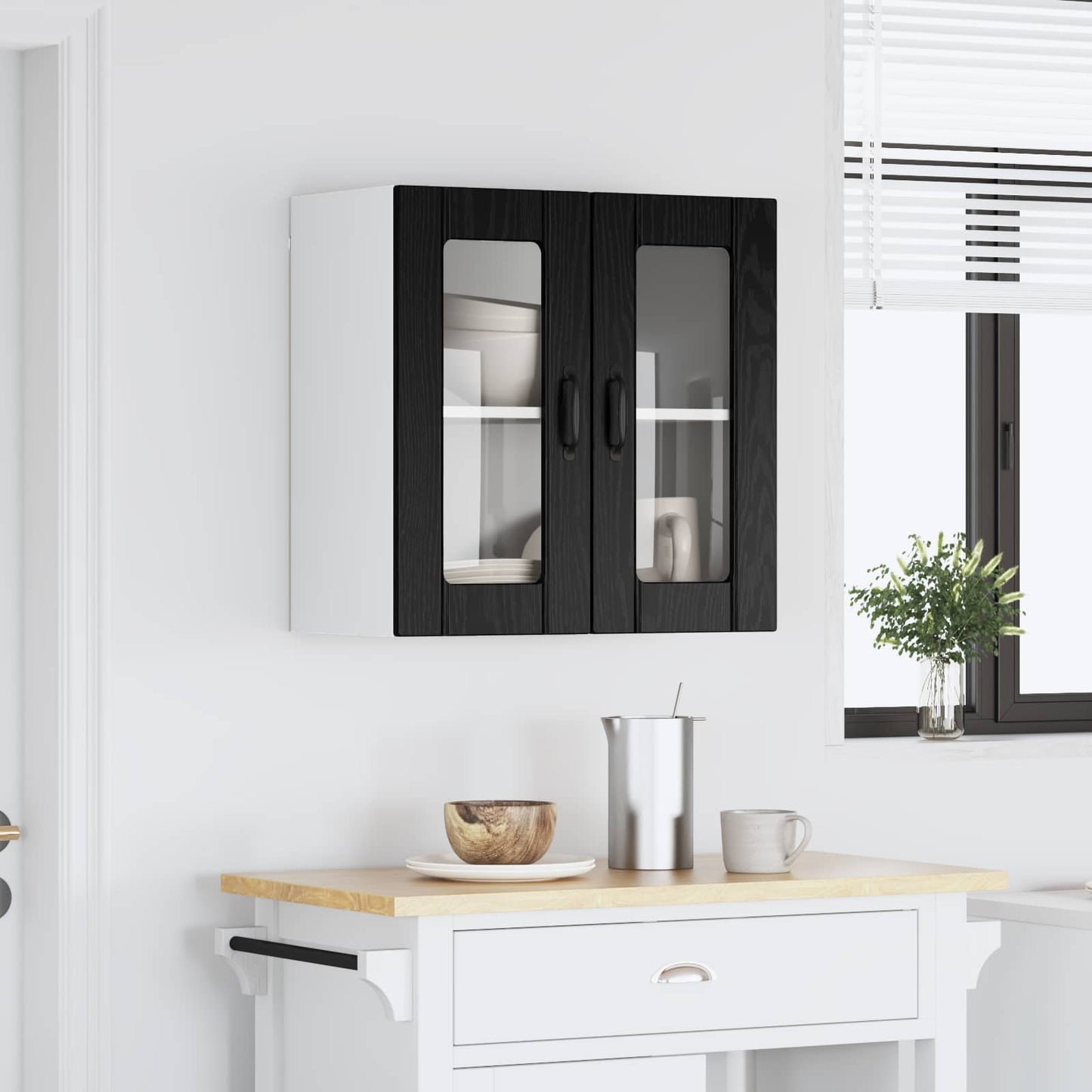 Kjøkkenskap med dør Svart Eik 60 x 31 x 60 cm Konstruert tre vidaXL