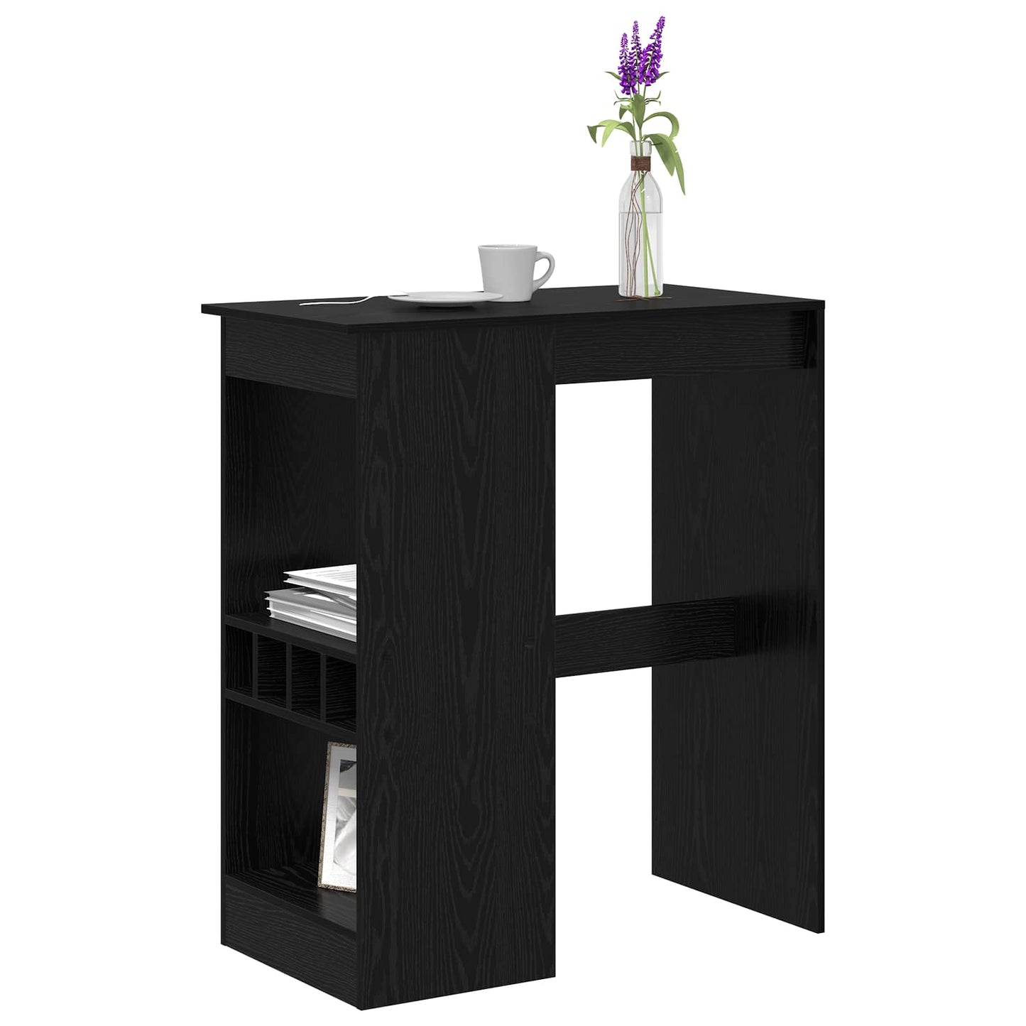 Barbord med hylle Svart Eik 90 x 47,5 x 103,5 cm Konstruert tre