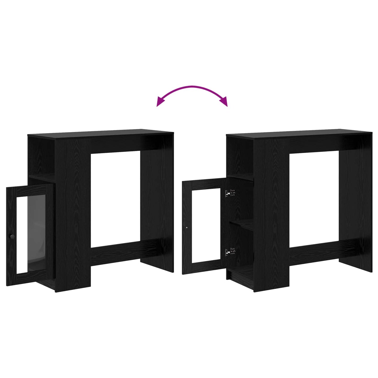 Barbord med hylle Svart Eik 101 x 40 x 103,5 cm Konstruert tre