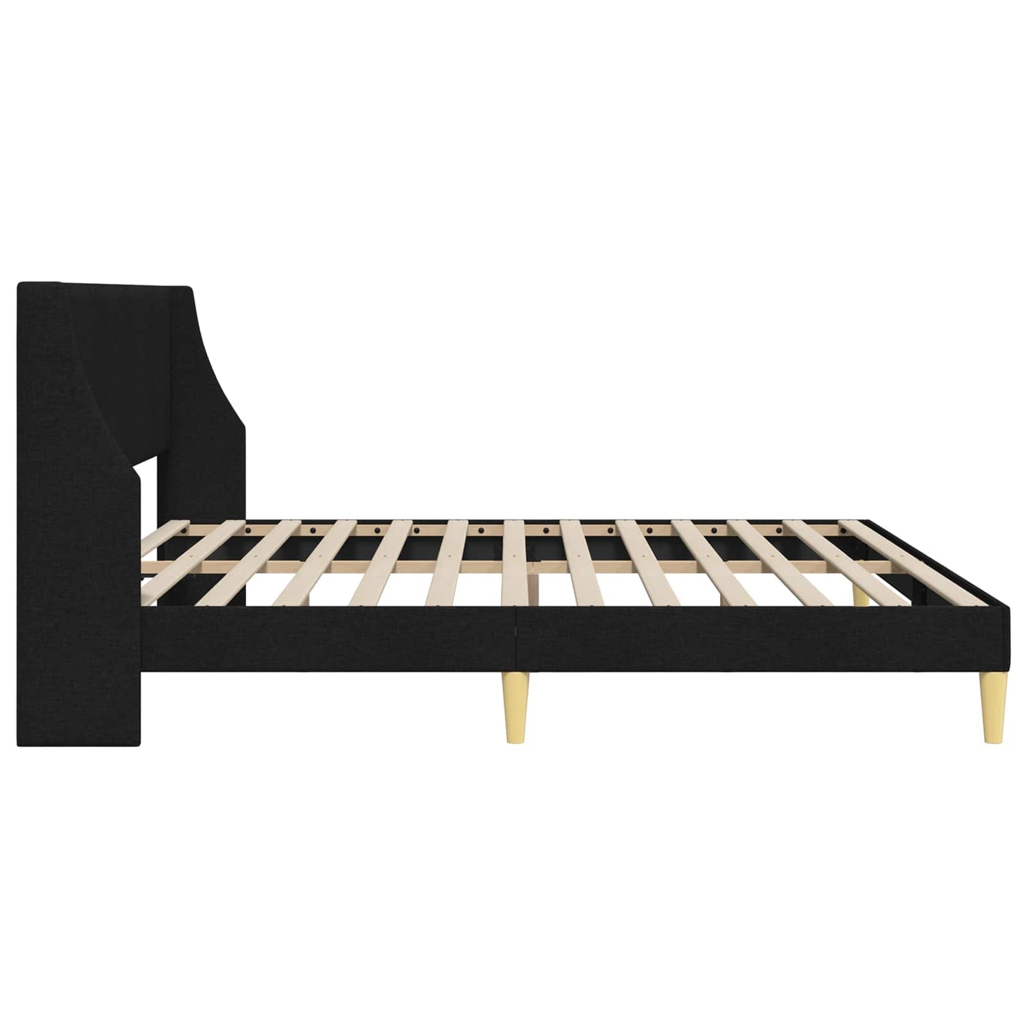 Sengestamme med hodegjerde Svart 180 x 200 cm Stoff