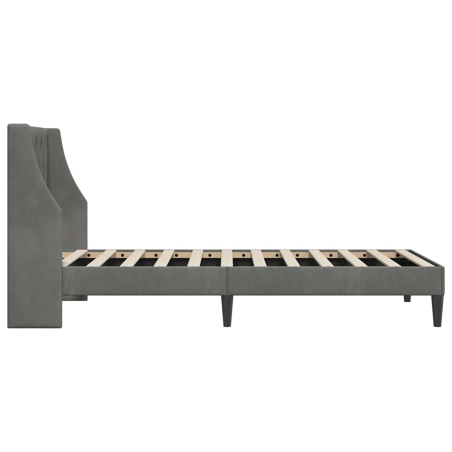 Sengestamme med hodegjerde Mørkegrå 90 x 190 cm Fløyel