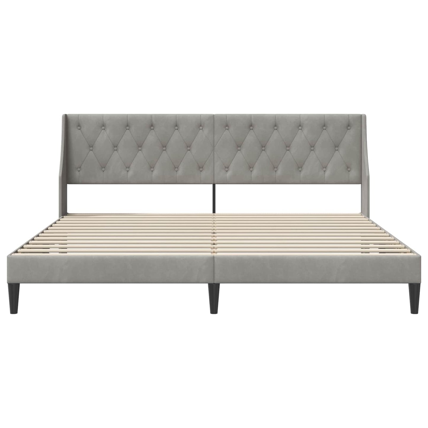 Sengestamme med hodegjerde Lysegrå 180 x 200 cm Fløyel