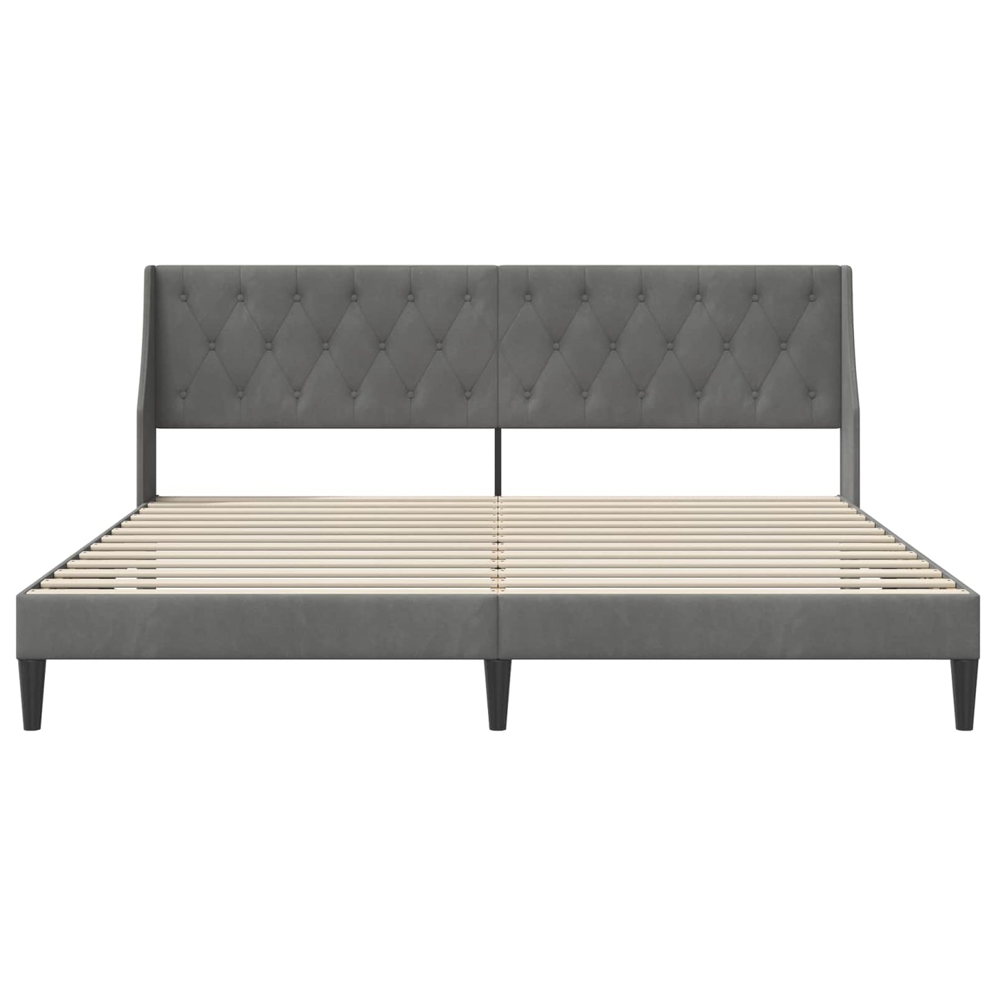 Sengestamme med hodegjerde Mørkegrå 180 x 200 cm Fløyel