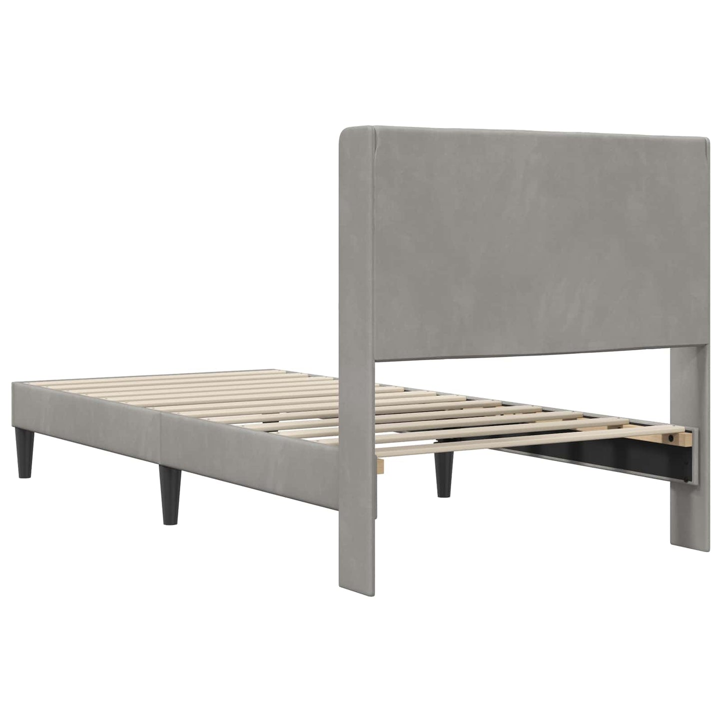 Sengestamme med hodegjerde Lysegrå 90 x 190 cm Fløyel