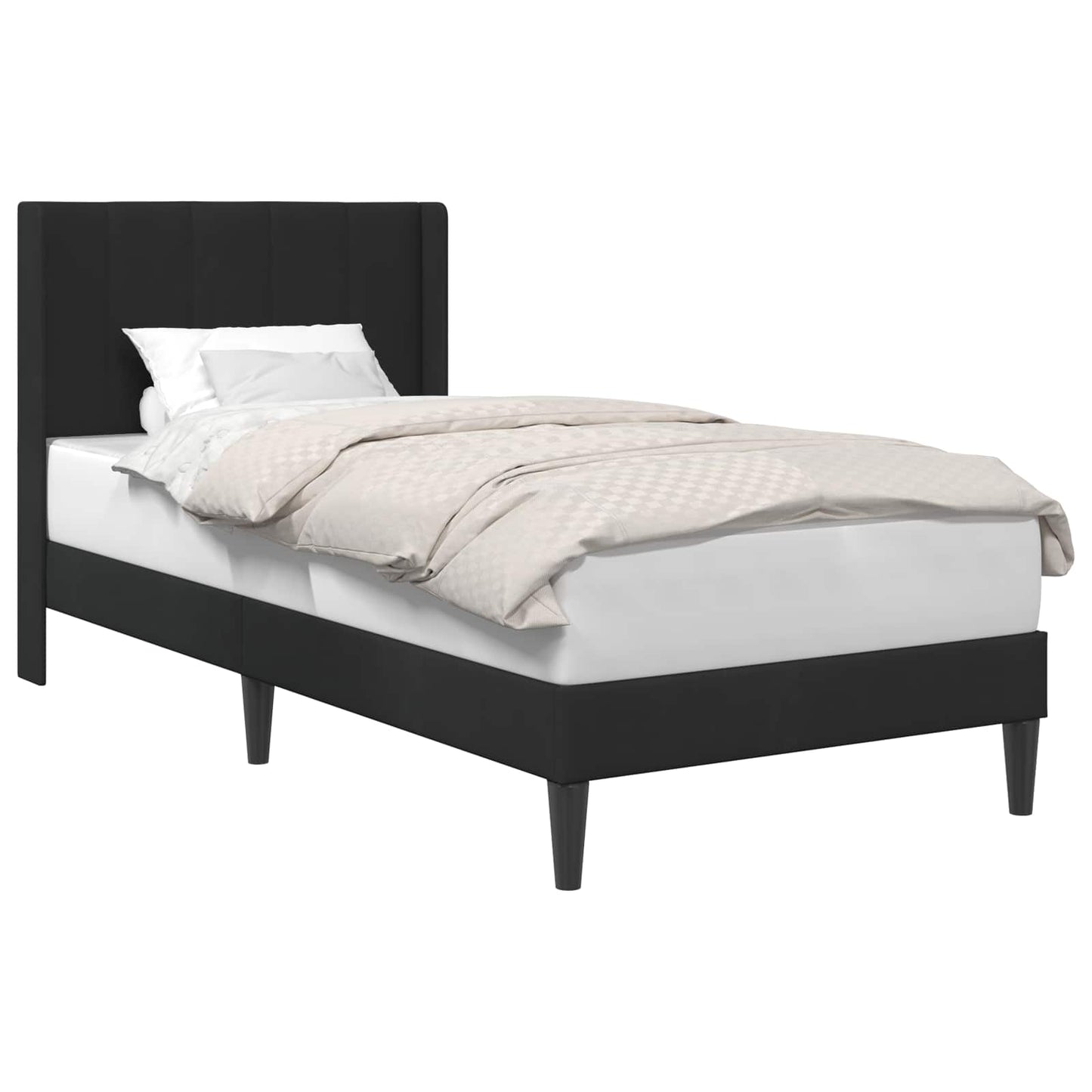 Sengestamme med hodegjerde Svart 90 x 190 cm Fløyel