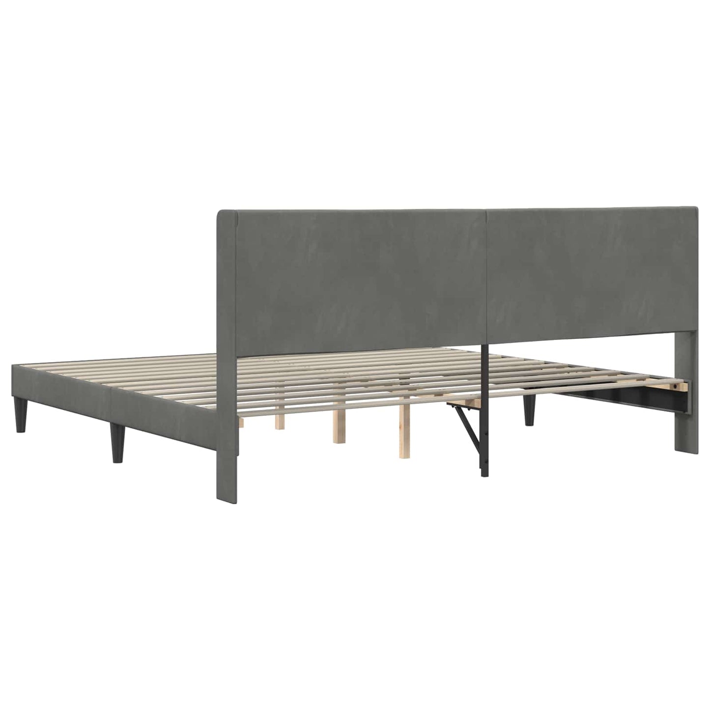 Sengestamme med hodegjerde Mørkegrå 180 x 200 cm Fløyel