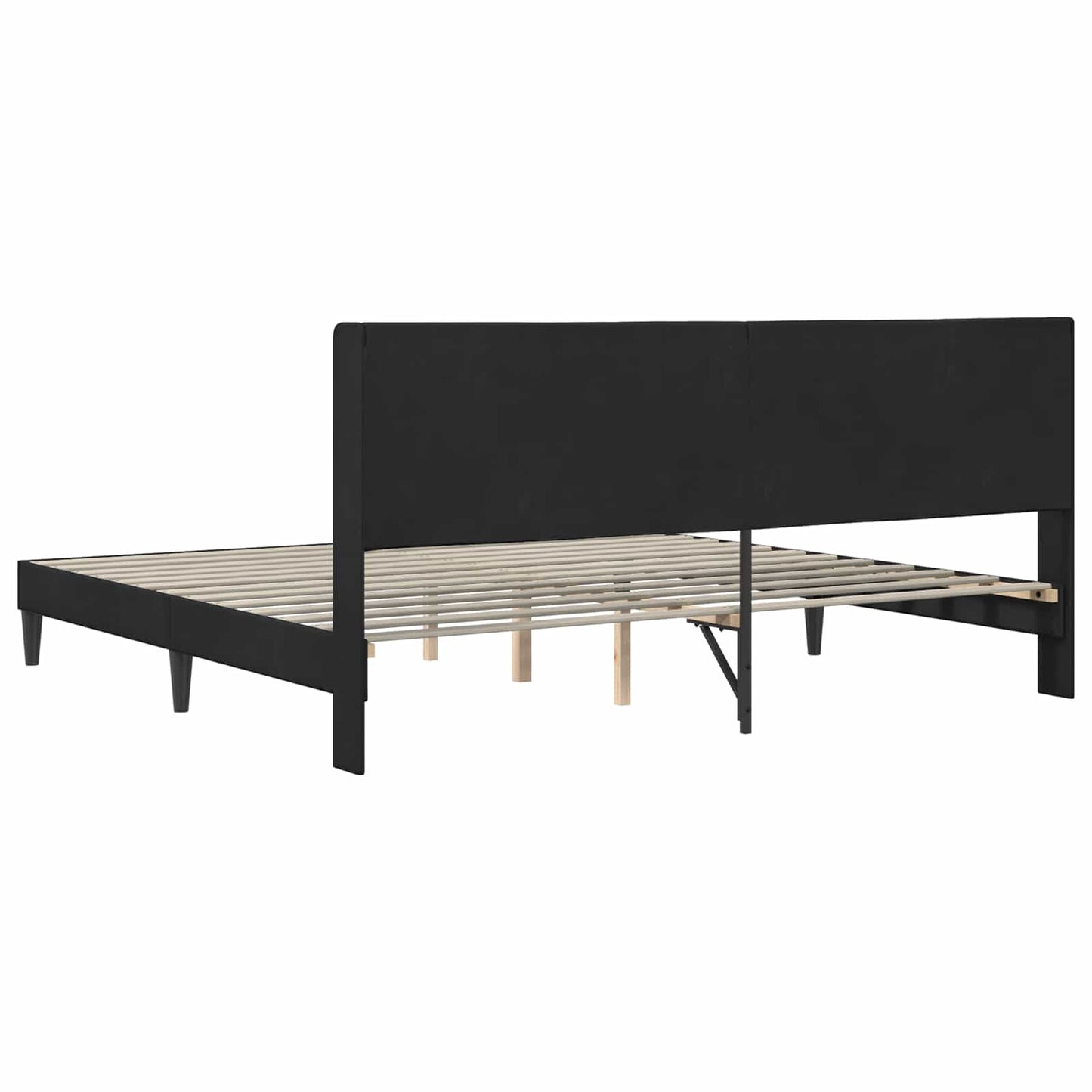 Sengestamme med hodegjerde Svart 180 x 200 cm Fløyel