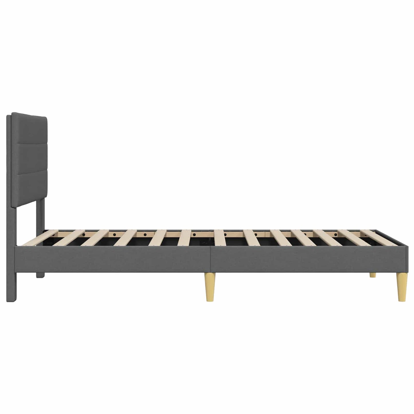 Sengestamme med hodegjerde Mørkegrå 90 x 190 cm Stoff