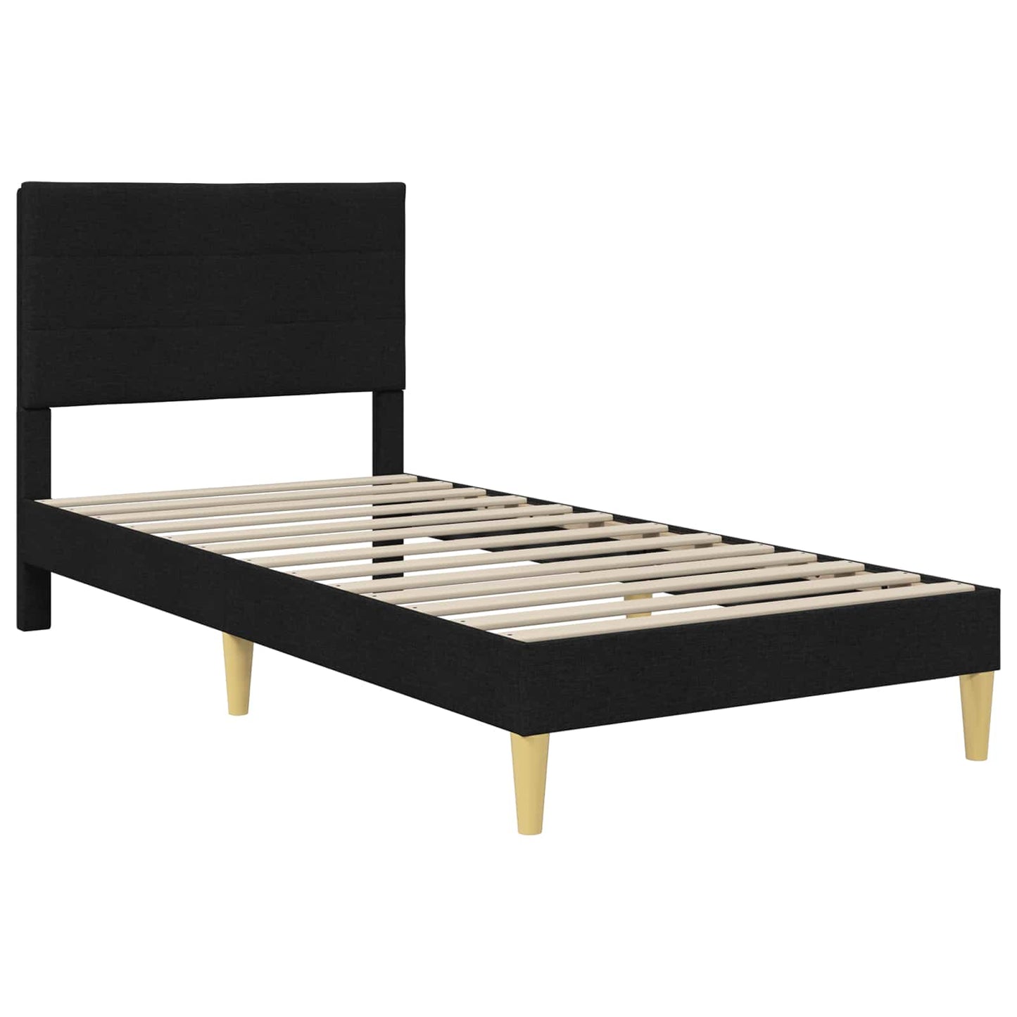Sengestamme med hodegjerde Svart 90 x 190 cm Stoff