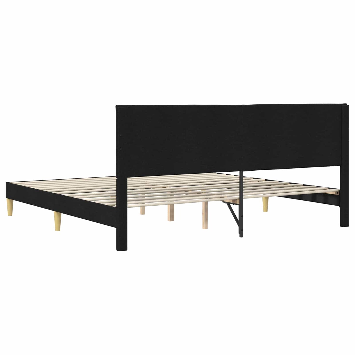 Sengestamme med hodegjerde Svart 180 x 200 cm Stoff