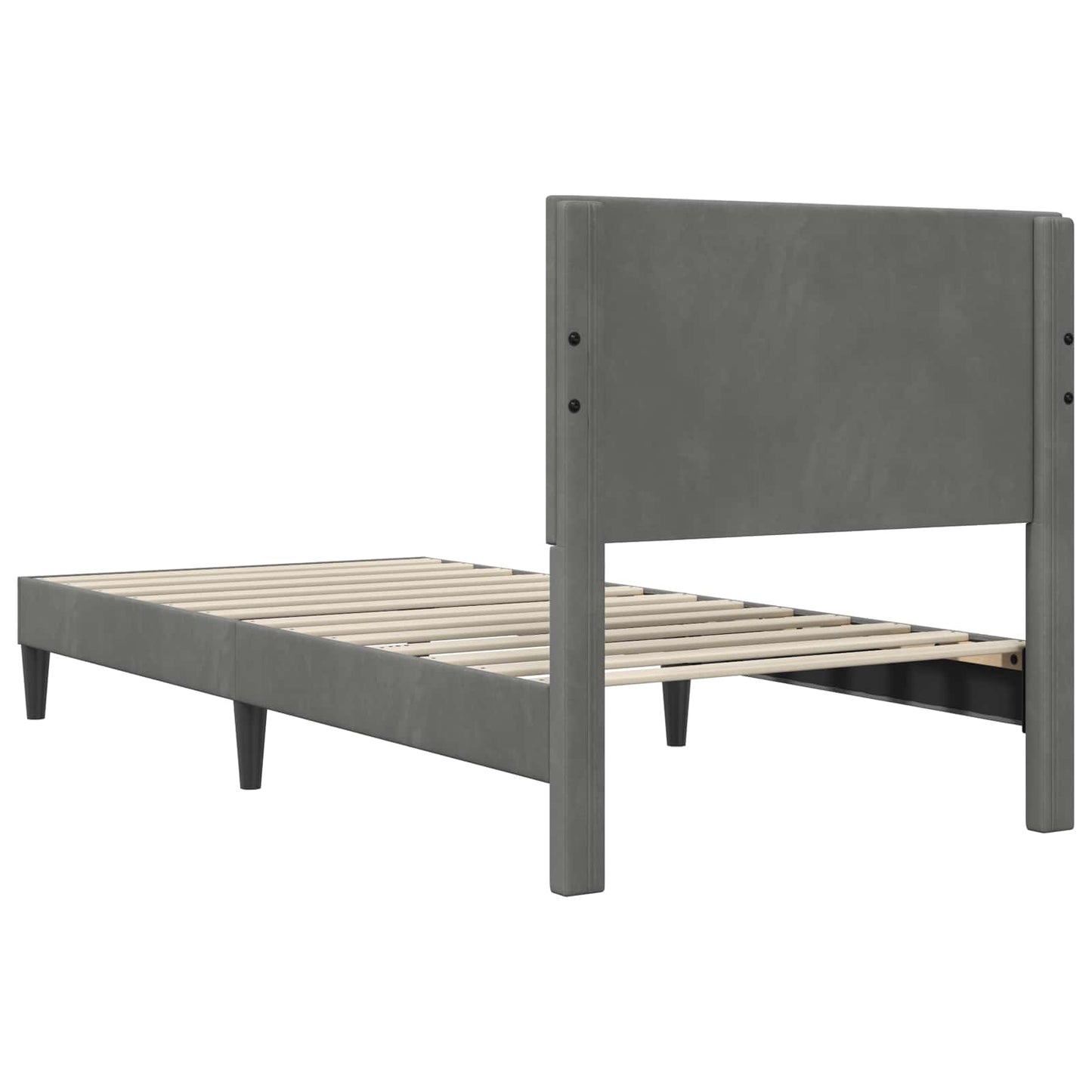 Sengestamme med hodegjerde Mørkegrå 90 x 190 cm Fløyel