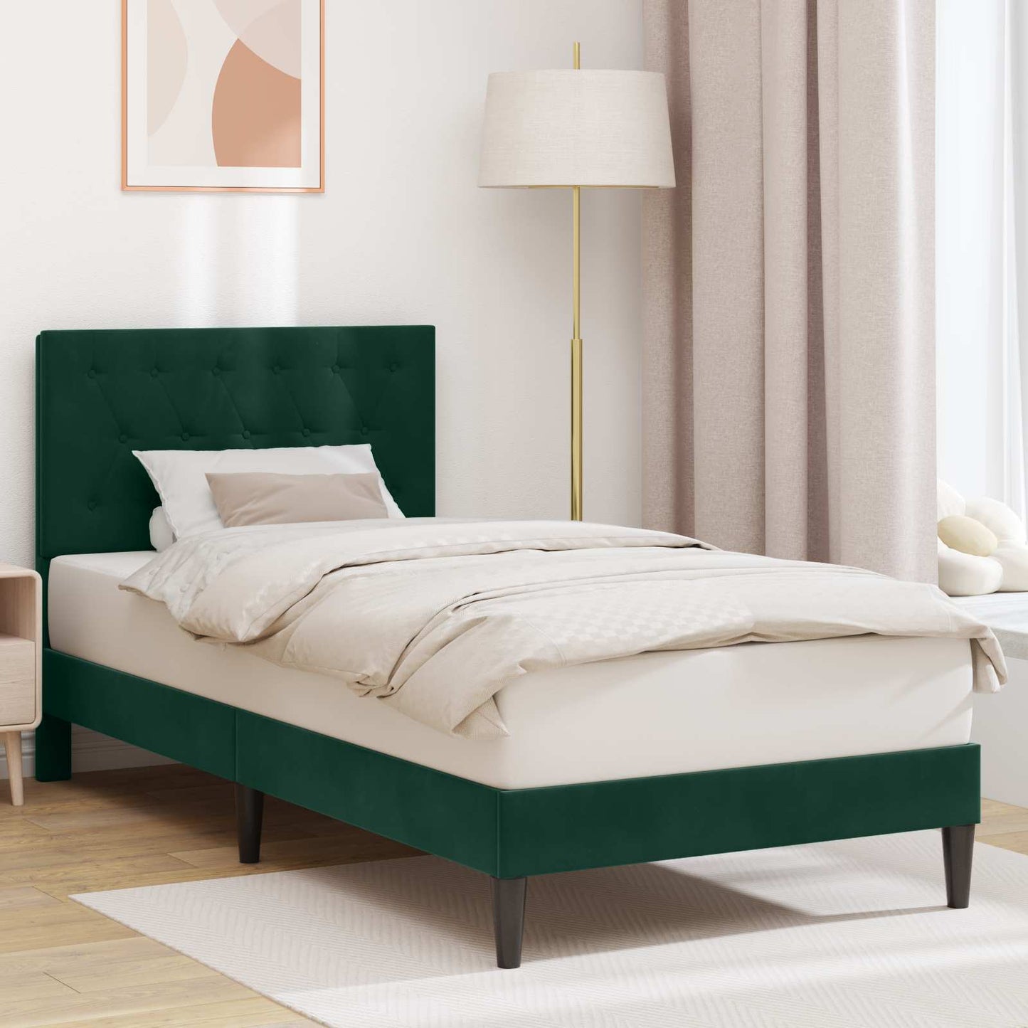 Sengestamme med hodegjerde Svart 90 x 190 cm Fløyel