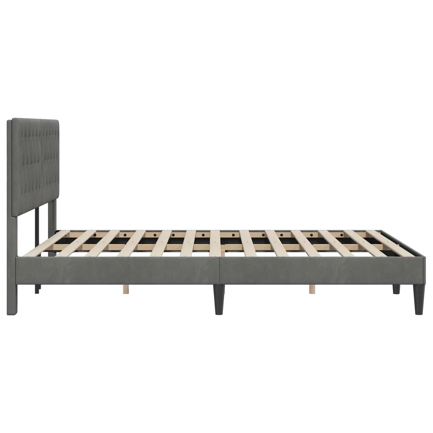 Sengestamme med hodegjerde Mørkegrå 180 x 200 cm Fløyel