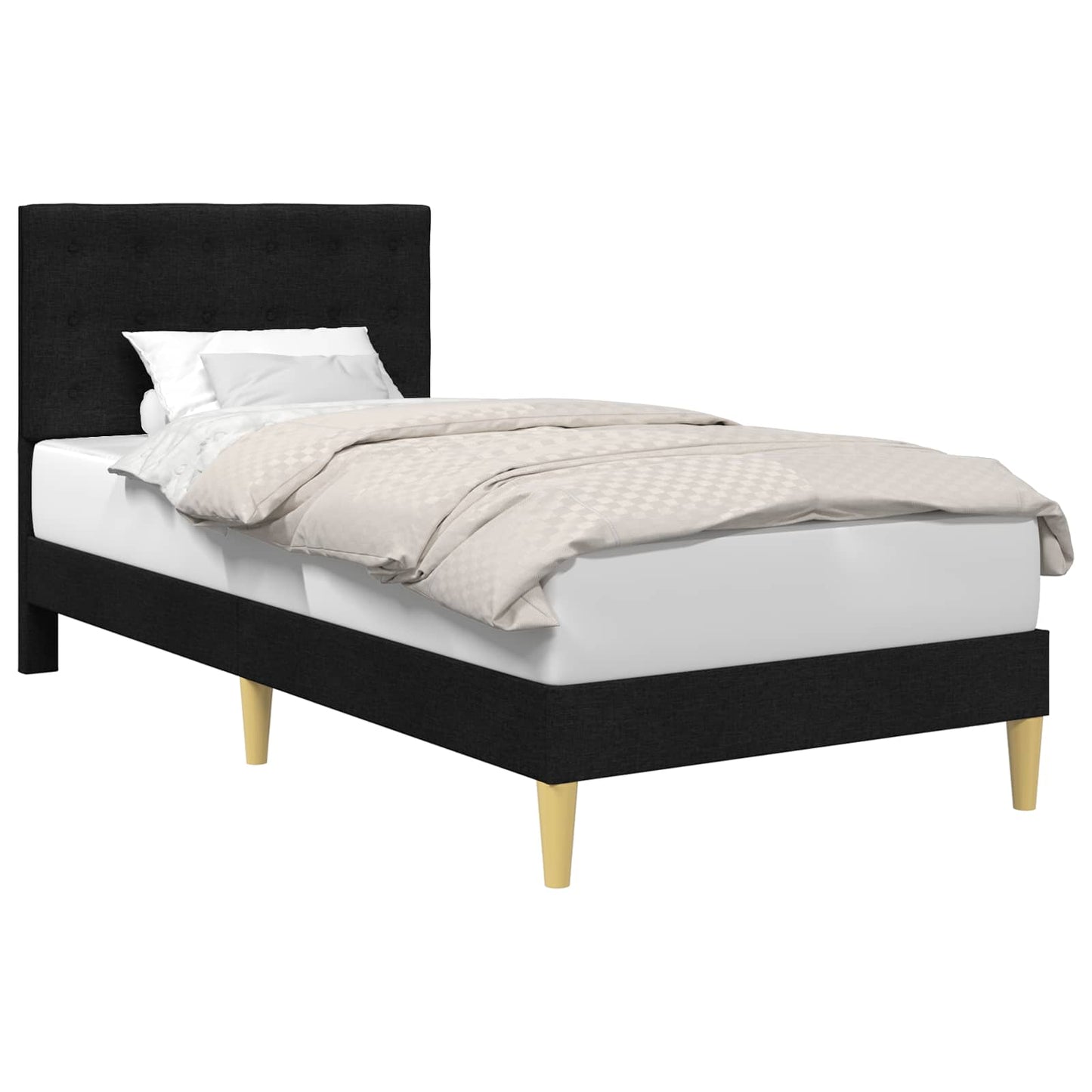 Sengestamme med hodegjerde Svart 90 x 190 cm Stoff