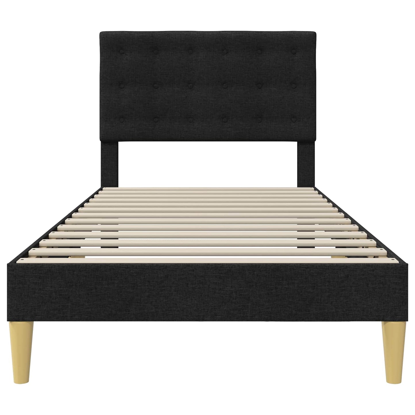 Sengestamme med hodegjerde Svart 90 x 190 cm Stoff