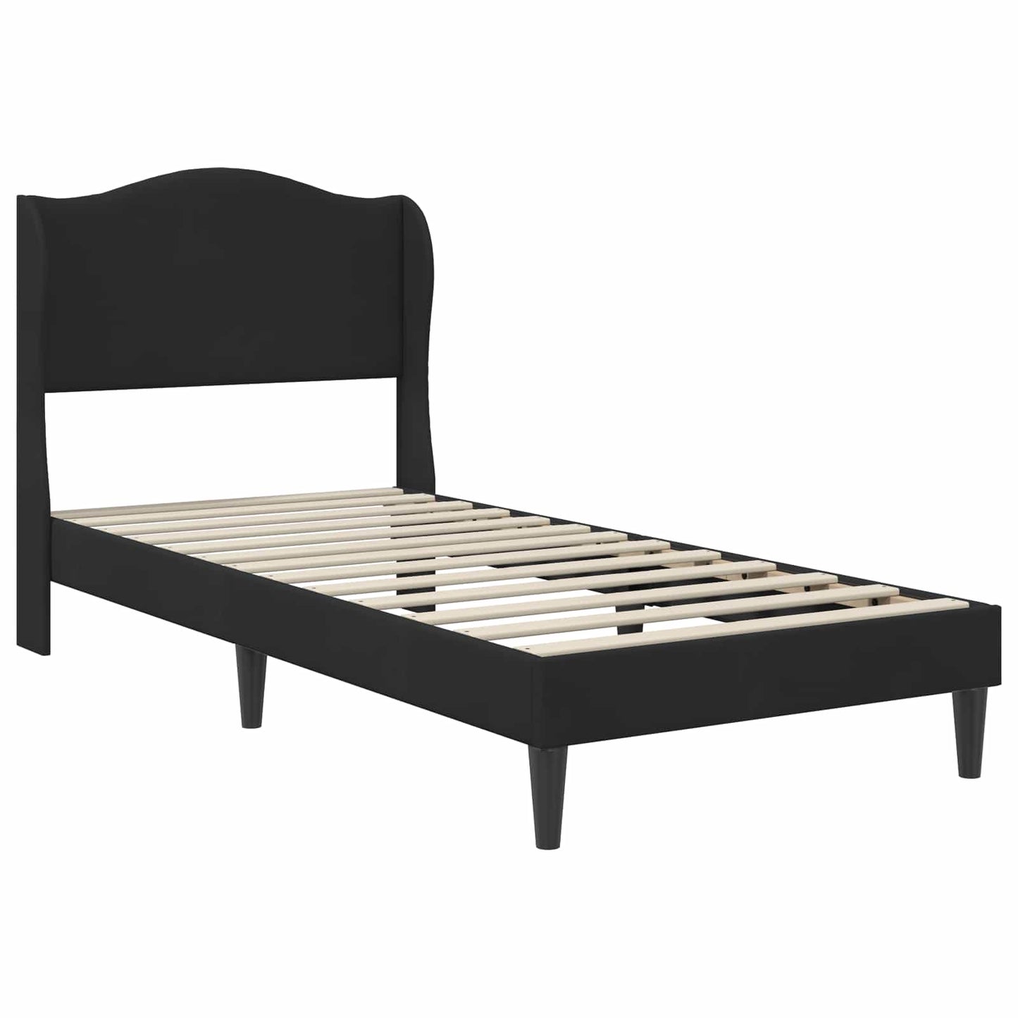 Sengestamme med hodegjerde Svart 90 x 190 cm Fløyel