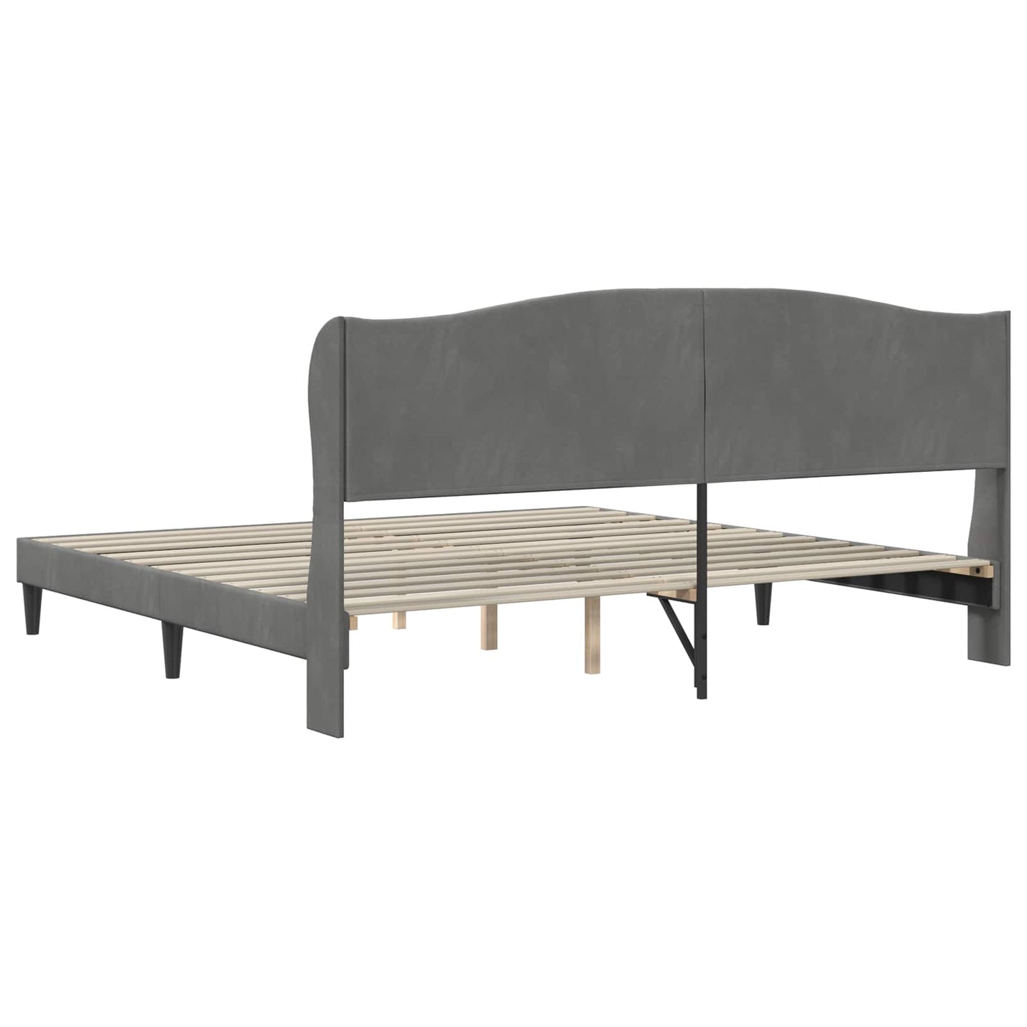 Sengestamme med hodegjerde Mørkegrå 180 x 200 cm Fløyel