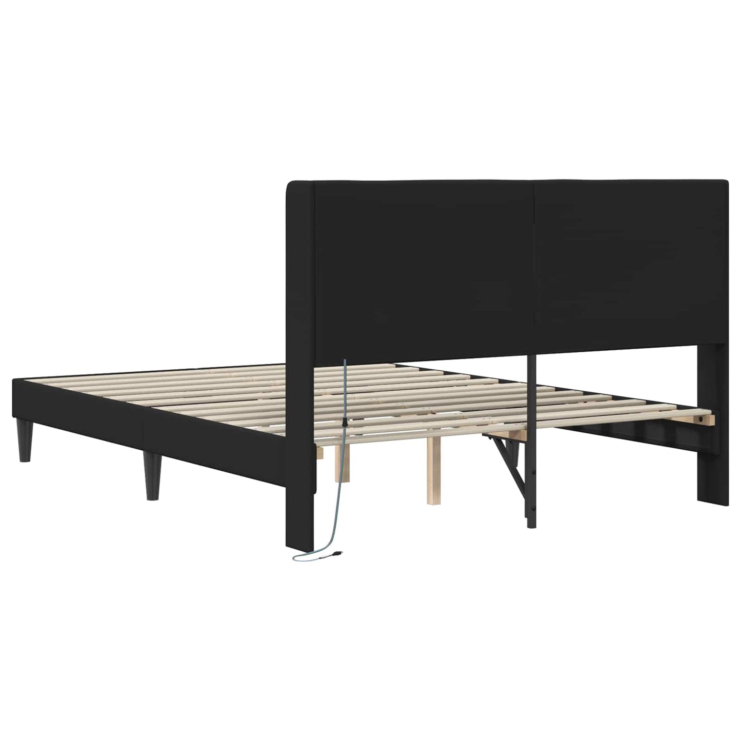 Sengestamme med LED-lysstrimler Svart 135 x 190 cm Kunstlær