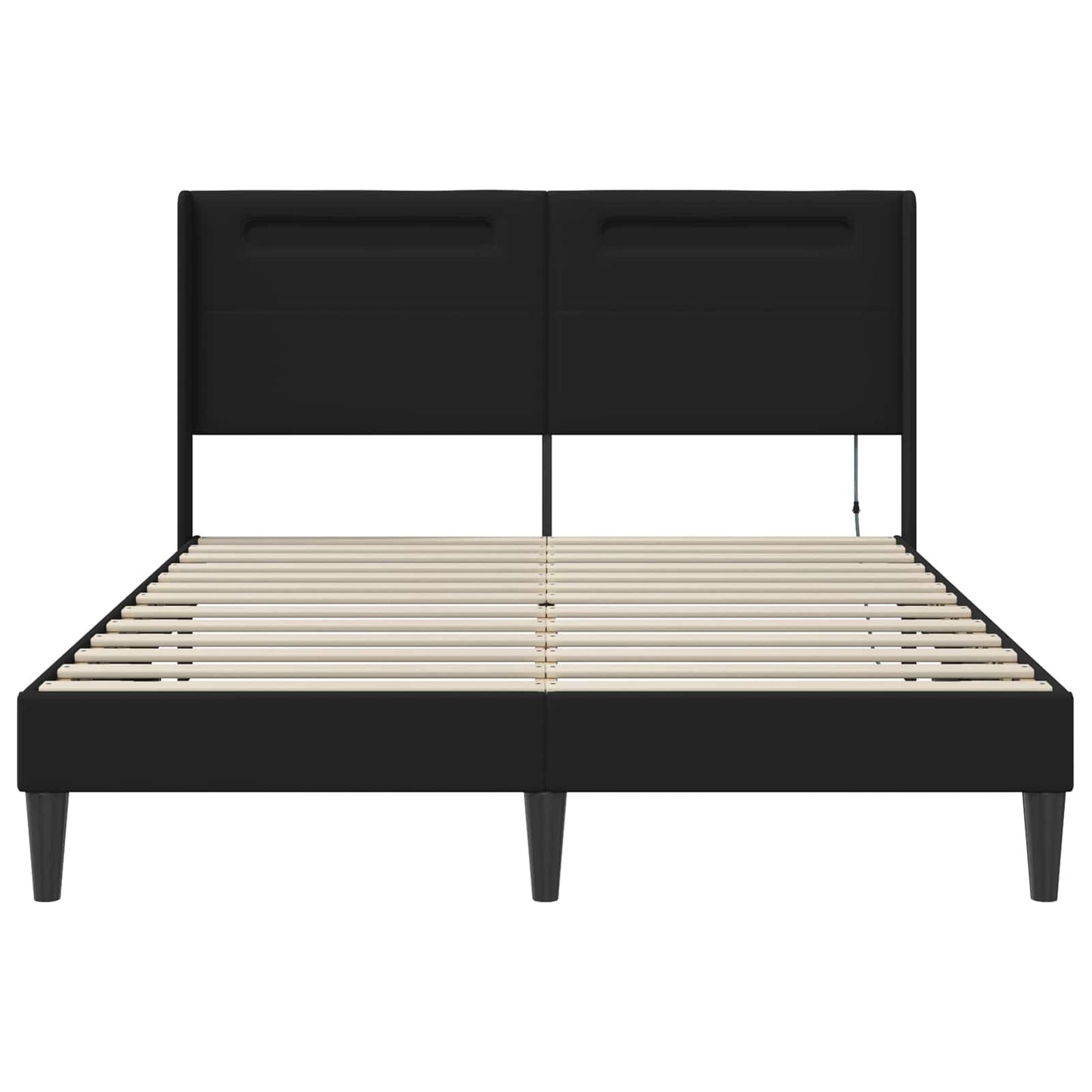 Sengestamme med LED-lysstrimler Svart 135 x 190 cm Kunstlær