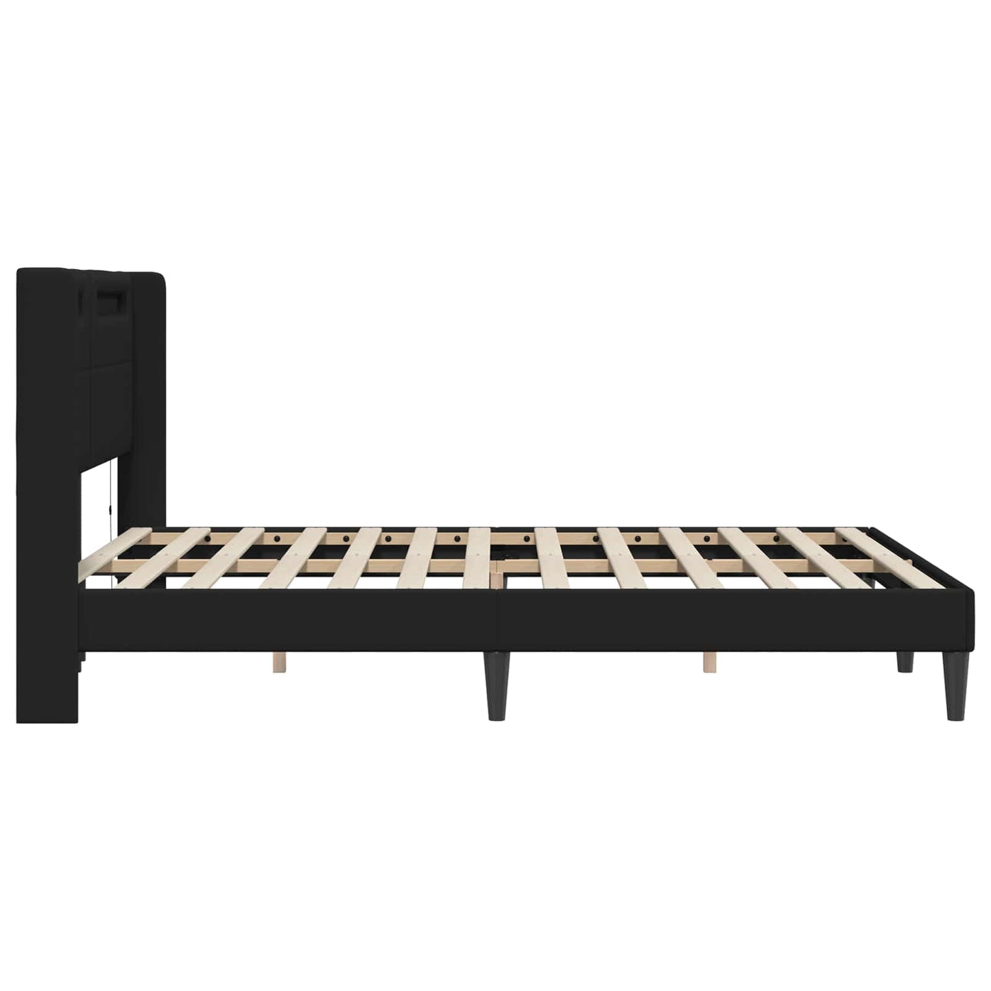 Sengestamme med LED-lysstrimler Svart 135 x 190 cm Kunstlær