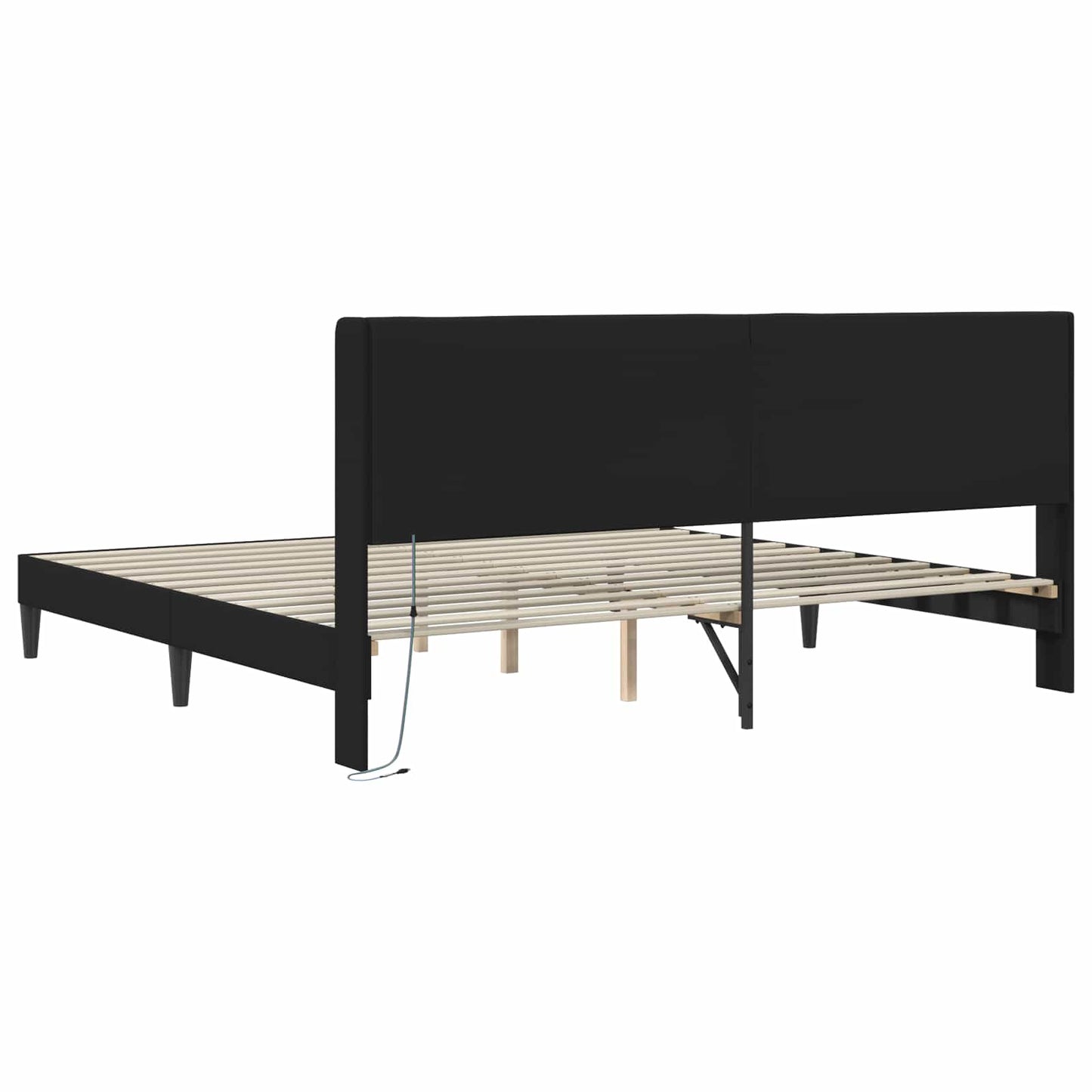 Sengestamme med LED-lysstrimler Svart 180 x 200 cm Kunstlær