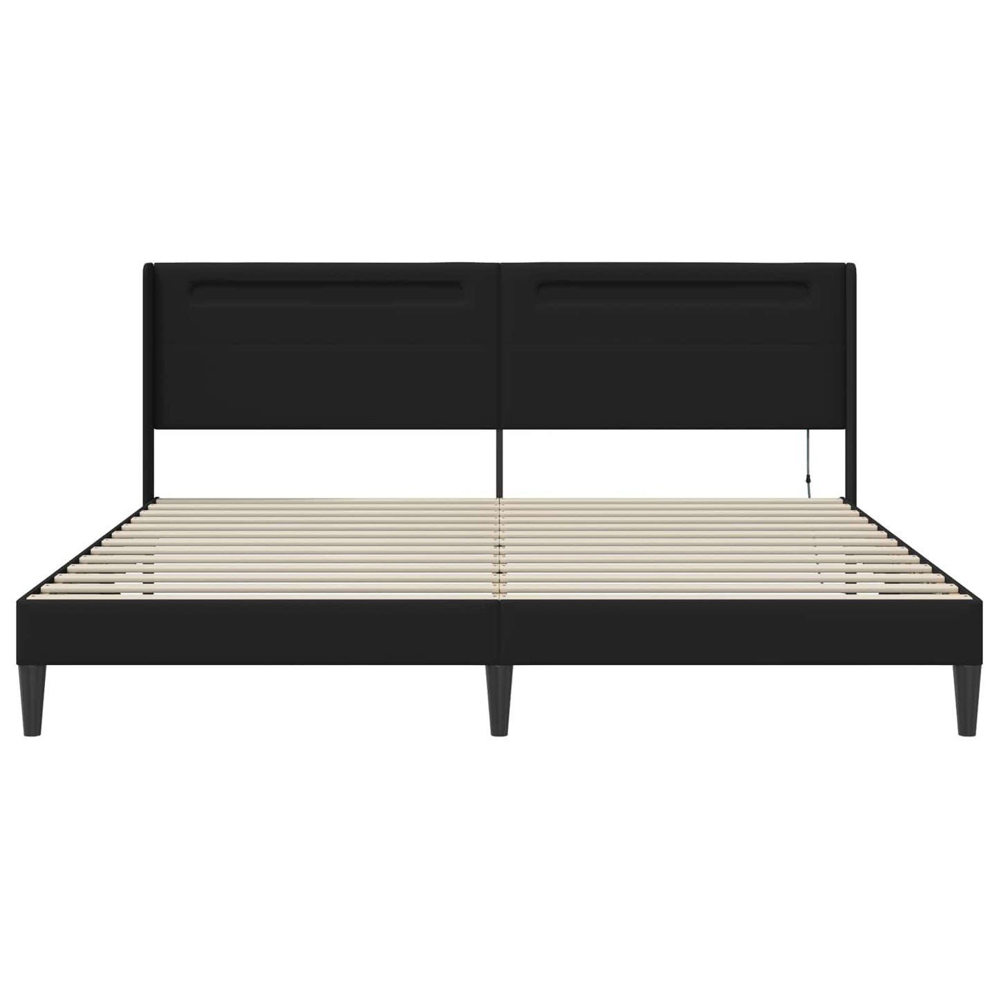 Sengestamme med LED-lysstrimler Svart 180 x 200 cm Kunstlær