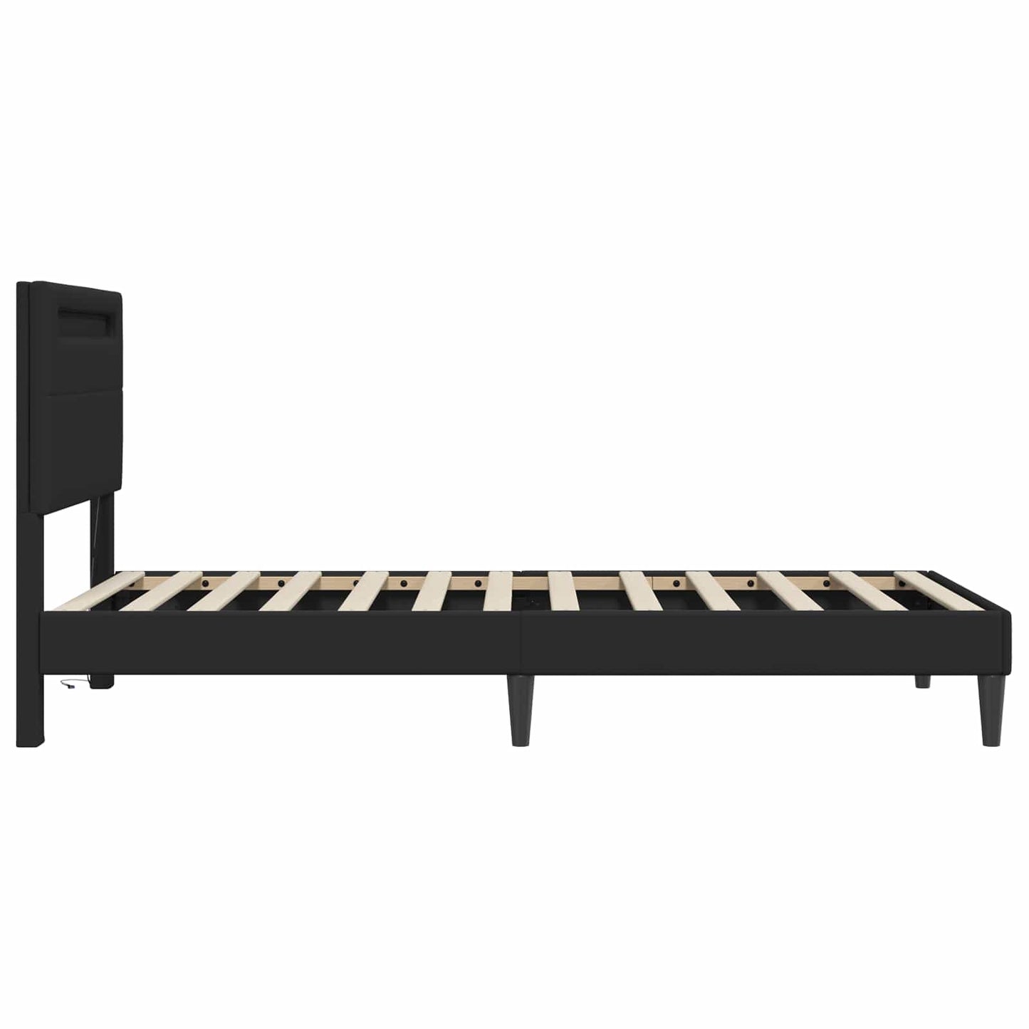 Sengestamme med LED-lysstrimler Svart 90 x 190 cm Kunstlær