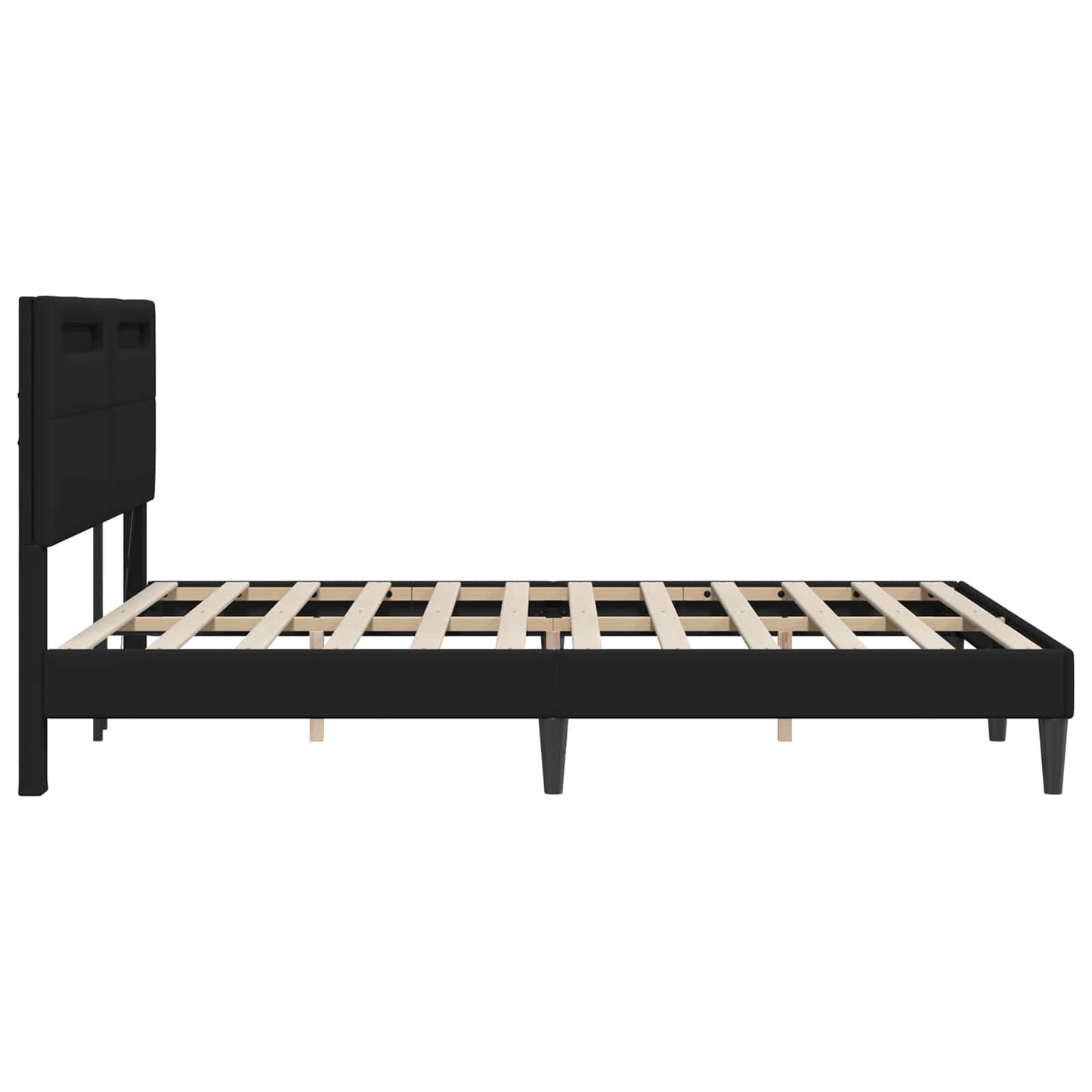 Sengestamme med LED-lysstrimler Svart 135 x 190 cm Kunstlær