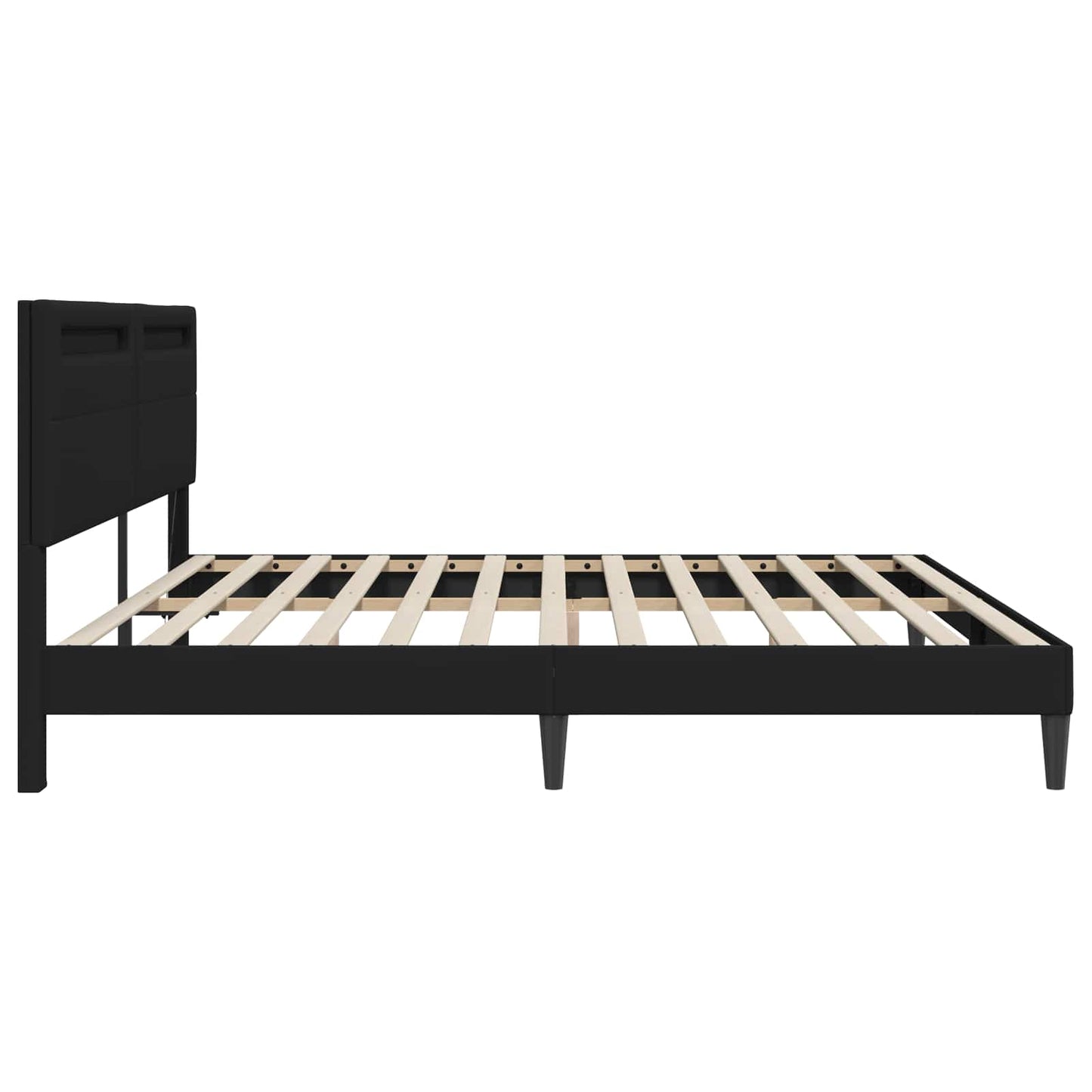 Sengestamme med LED-lysstrimler Svart 180 x 200 cm Kunstlær