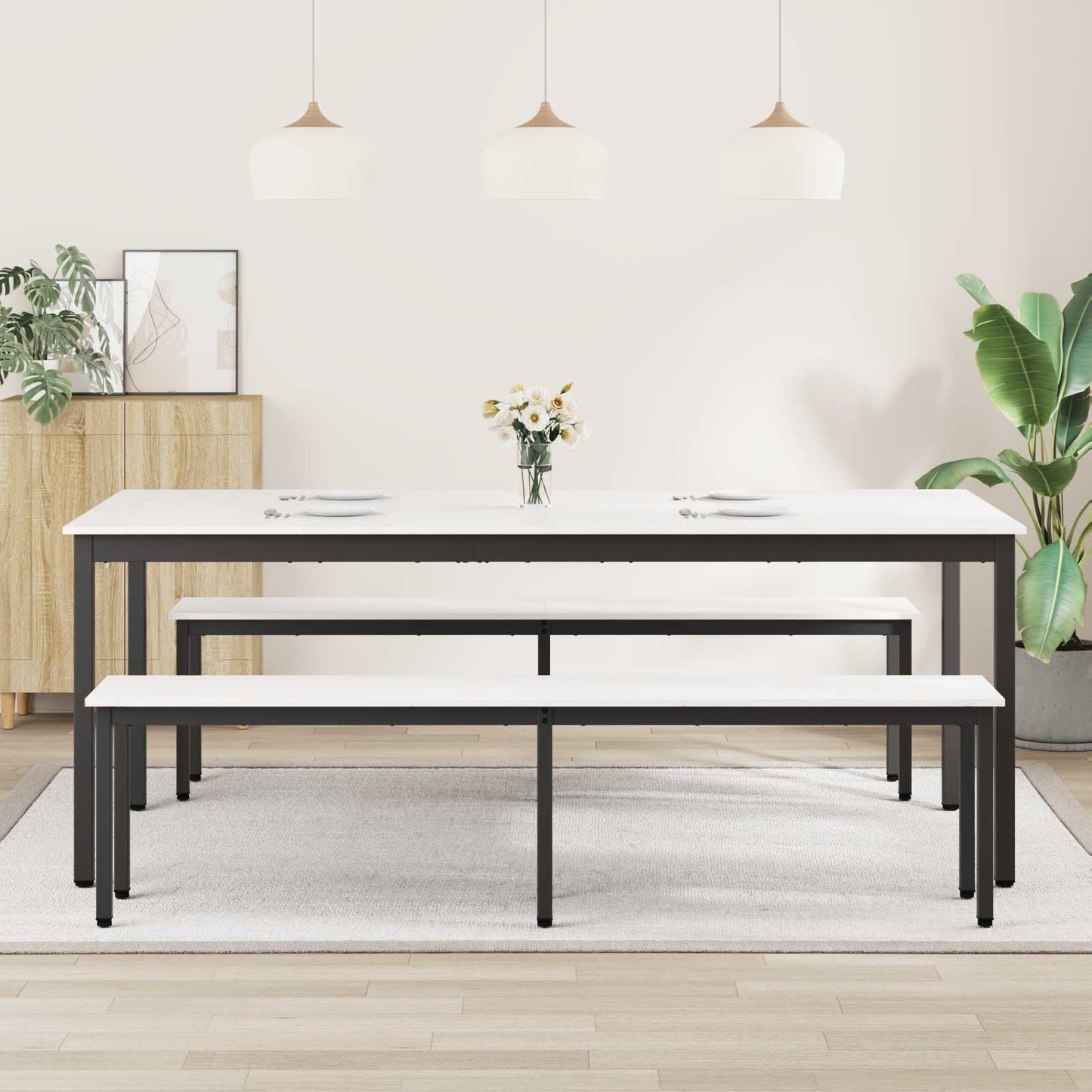 Spisebord Hvit 200 x 100 x 75 cm Massiv furu
