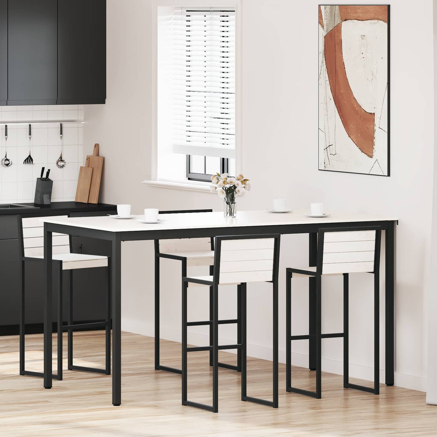 Barbord Hvit 200 x 100 x 105 cm Massiv furu