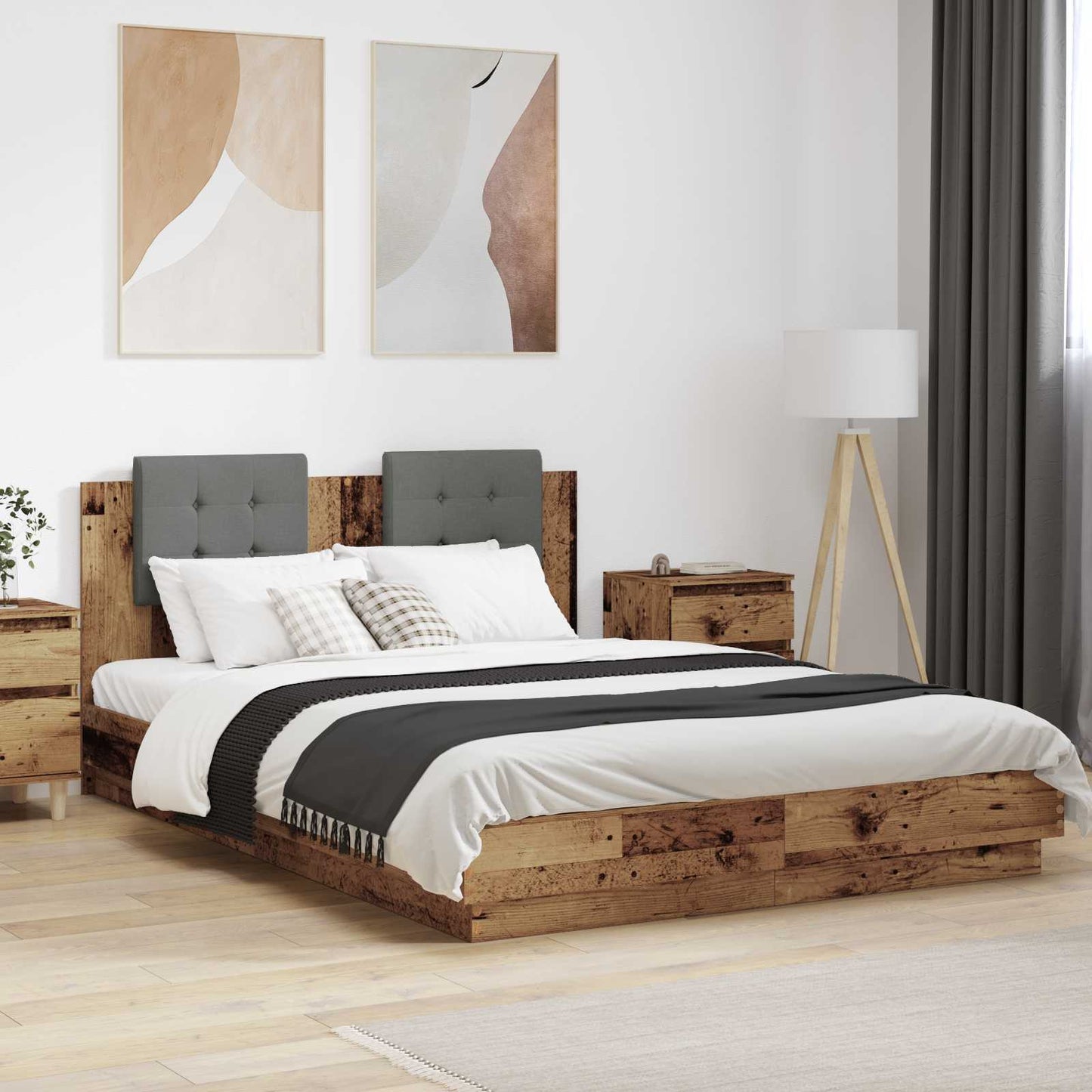 Sengestamme med hodegatt Gamle tre 120 x 200 cm Konstruert tre