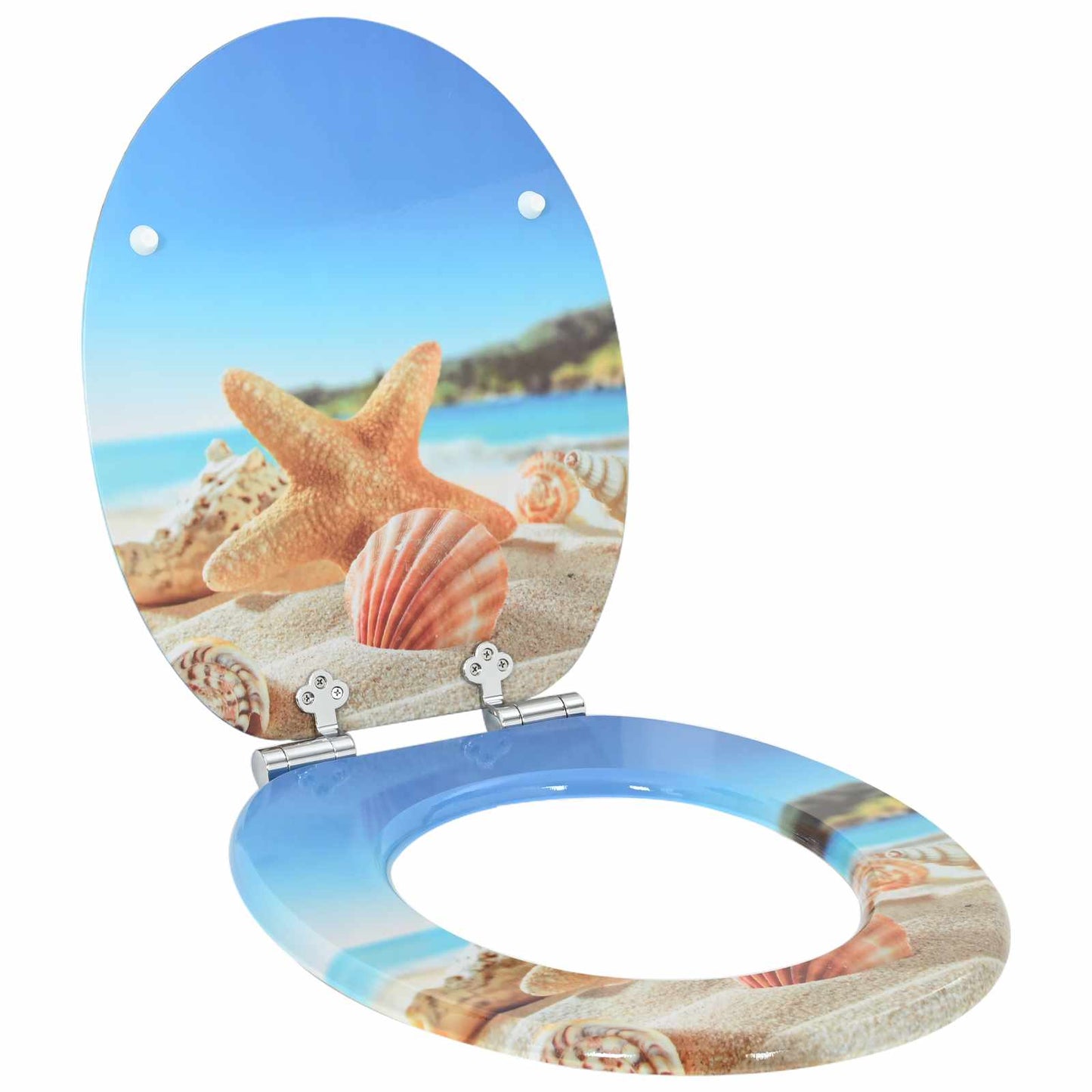Myk-lukking toalettsete 2 pcs Hav musling 44 x 38 cm MDF-plater