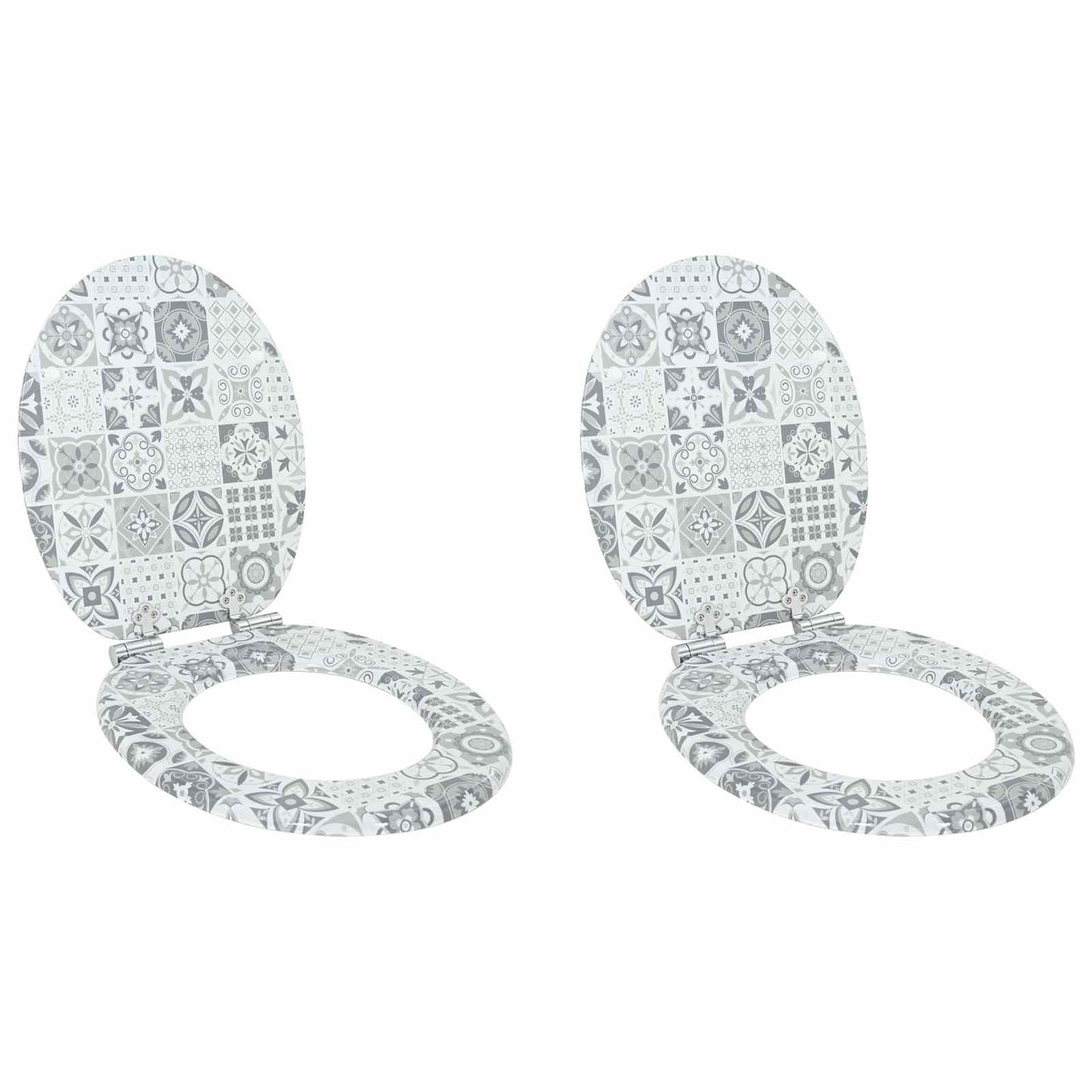 Myk-lukking toalettsete 2 pcs Blå og hvit porselen 44 x 38 cm