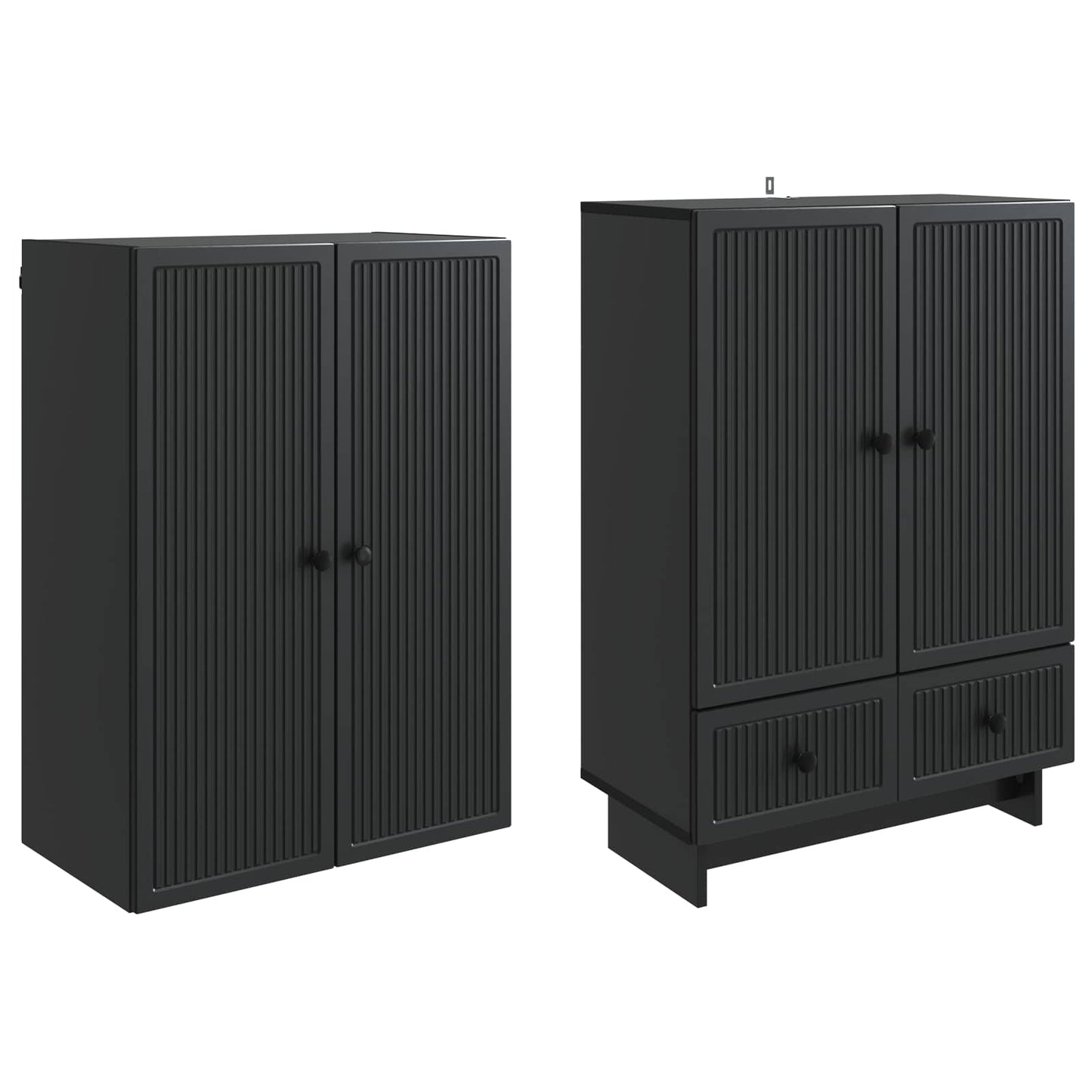 Skapsett 2 pcs Svart 66 x 34,5 x 95 cm Konstruert tre