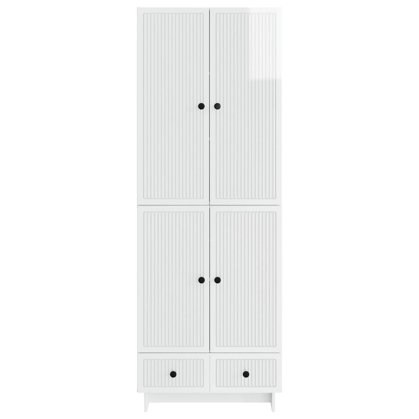 Skapsett 2 pcs Høgglans hvit 66 x 34,5 x 95 cm Konstruert tre