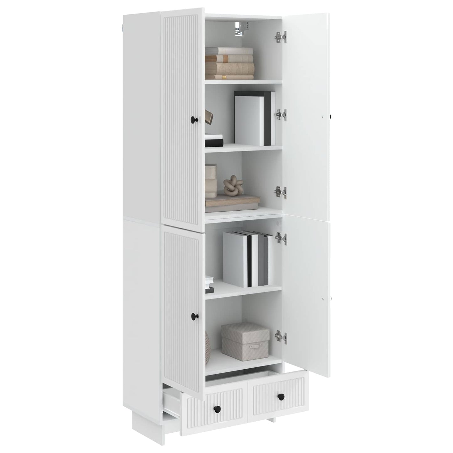 Skapsett 2 pcs Høgglans hvit 66 x 34,5 x 95 cm Konstruert tre
