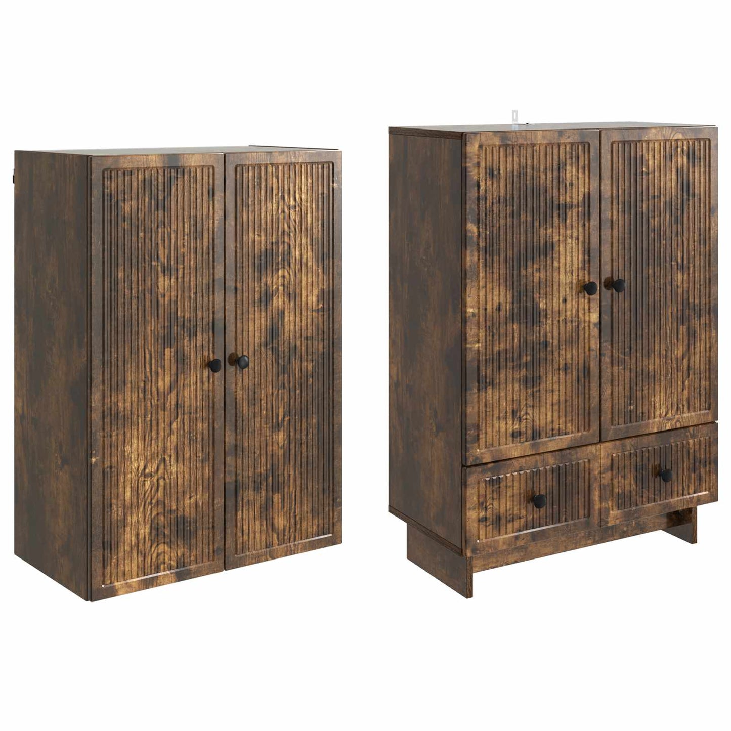 Skapsett 2 pcs Røkt Eik 66 x 34,5 x 95 cm Konstruert tre