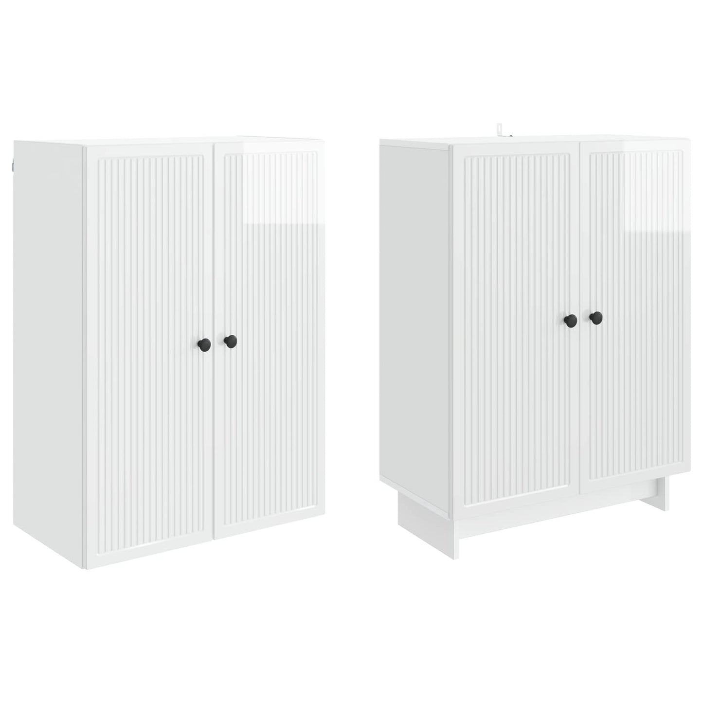 Skapsett 2 pcs Høgglans hvit 66 x 34,5 x 90 cm Konstruert tre
