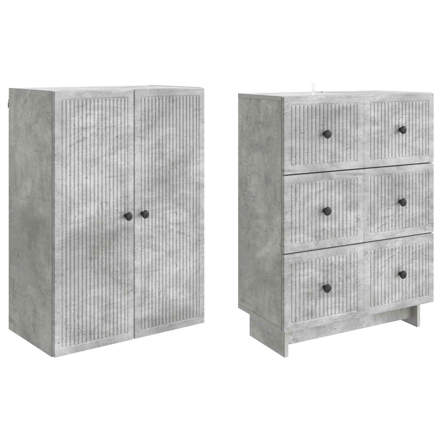 Skapsett 2 pcs Betonggrå 66 x 34,5 x 90 cm Konstruert tre