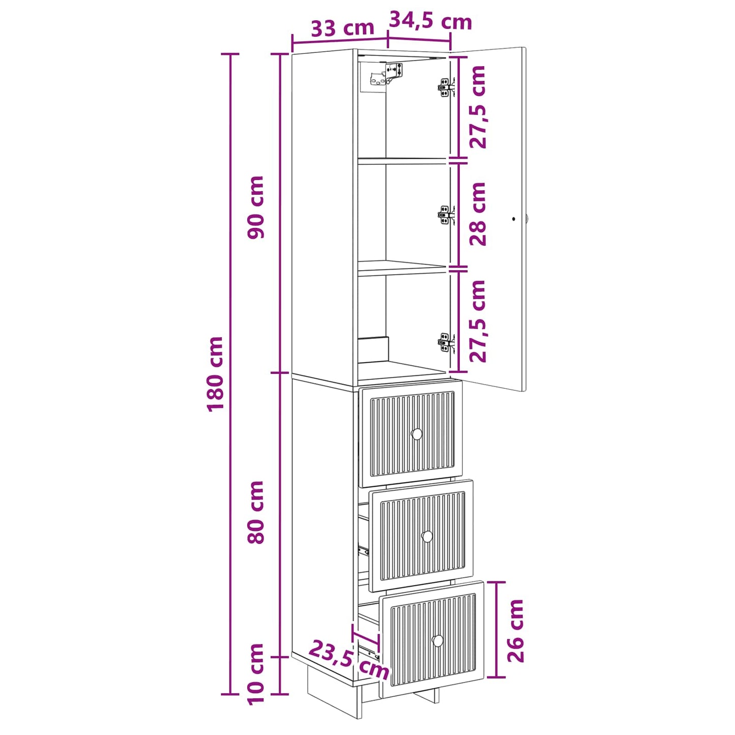 Skapsett 2 pcs 33 x 34,5 x 90 cm Konstruert tre