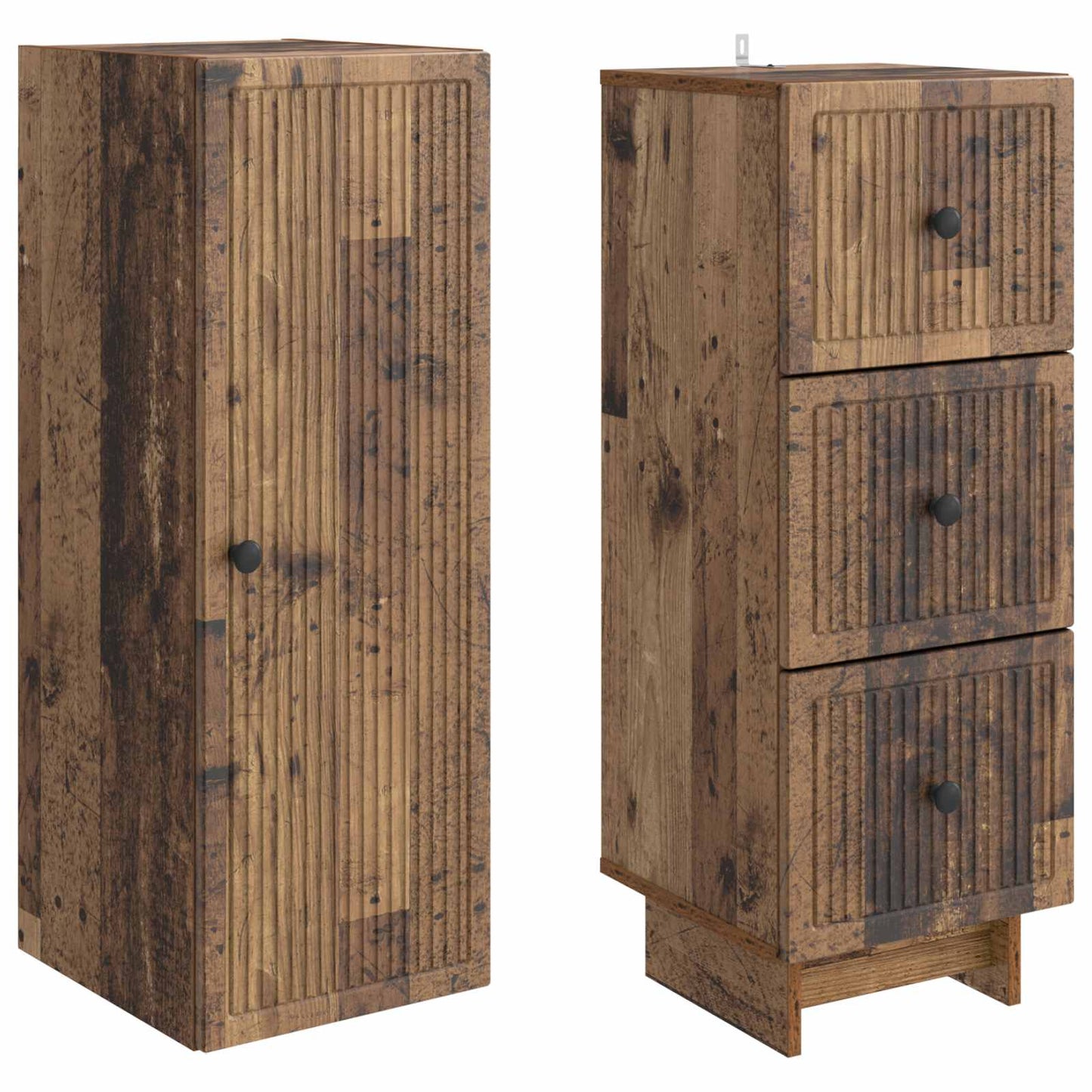 Skapsett 2 pcs Gammelt tre 33 x 34,5 x 90 cm Konstruert tre
