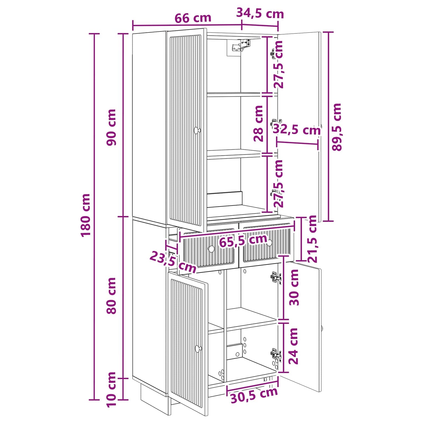 Skapsett 2 pcs 66 x 34,5 x 90 cm Konstruert tre