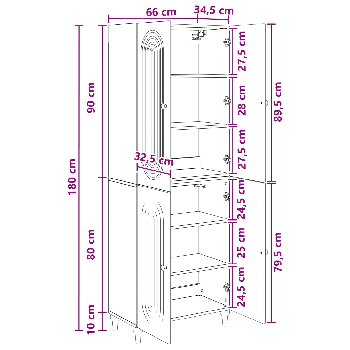 Skapsett 2 pcs 66 x 34,5 x 90 cm Konstruert tre