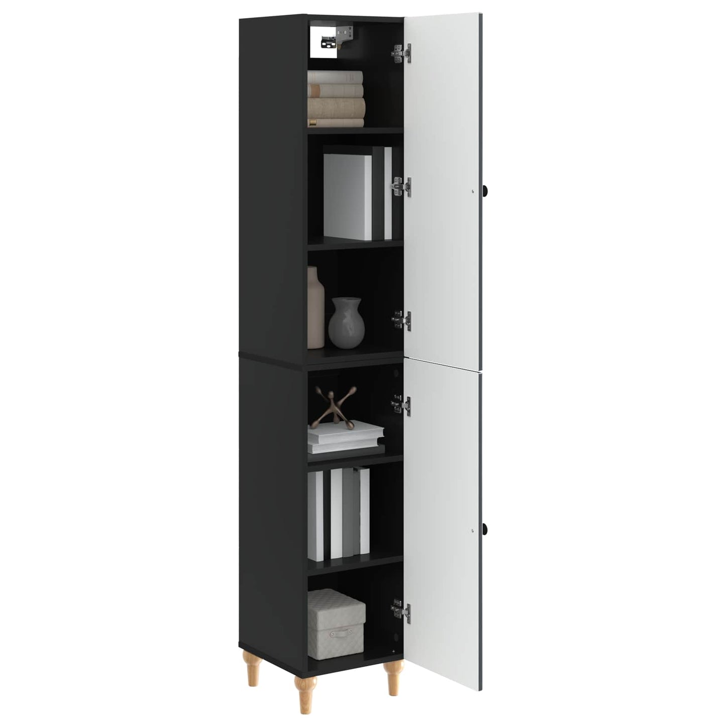 Skapsett 2 pcs Svart Konstruert tre