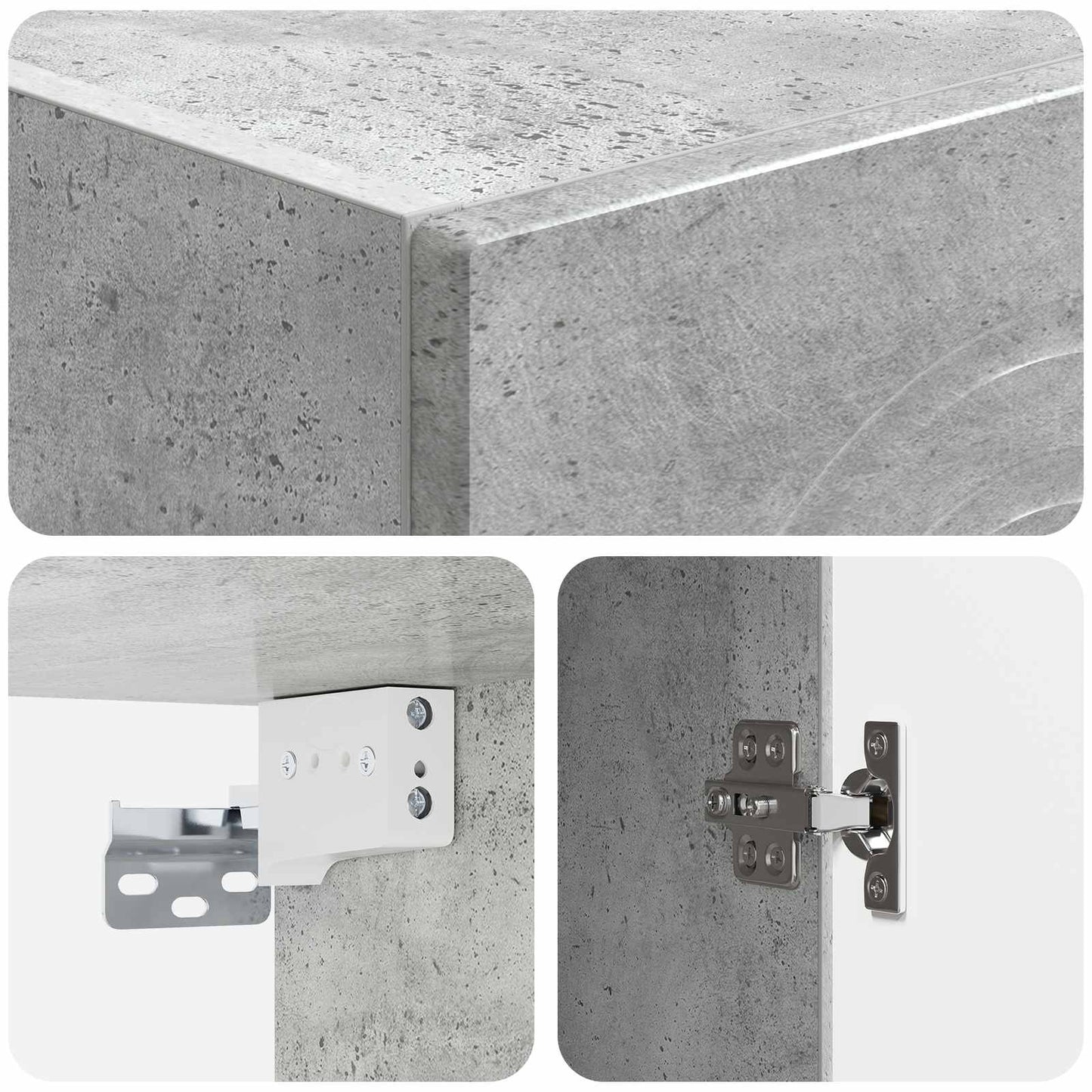 Skapsett 2 pcs Betonggrå Konstruert tre