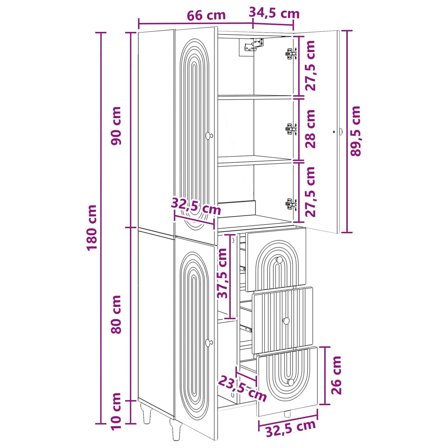 Skapsett 2 pcs 66 x 34,5 x 90 cm Konstruert tre