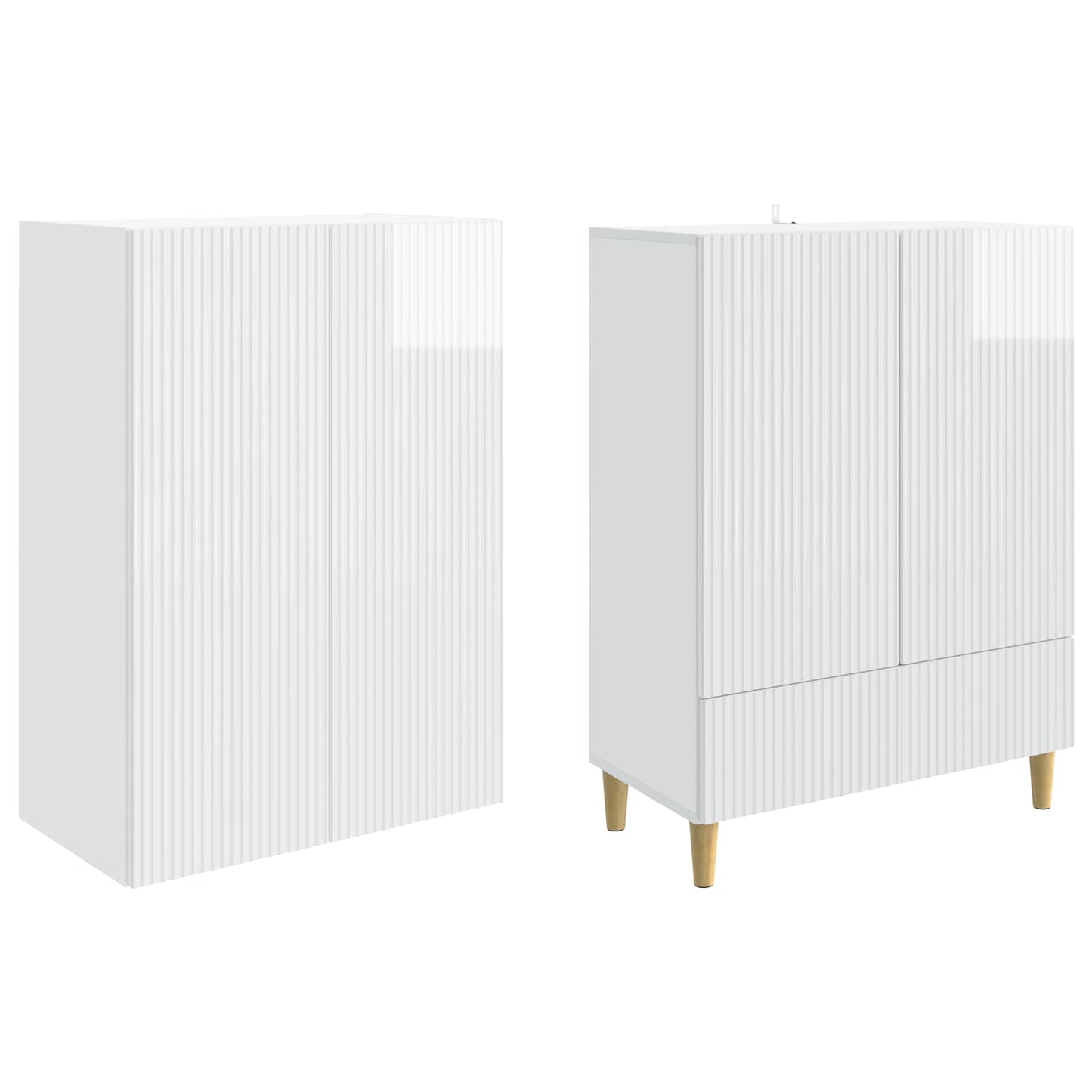 Skapsett 2 pcs Høgglans hvit 66 x 34,5 x 95 cm Konstruert tre
