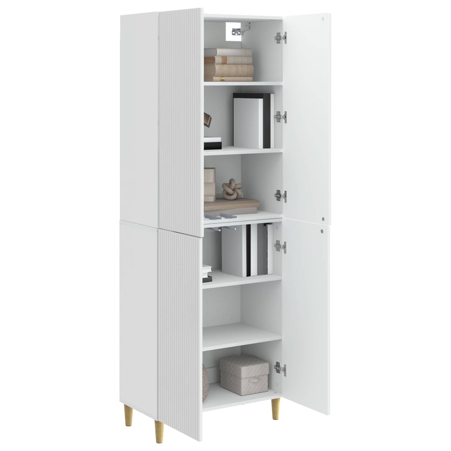 Skapsett 2 pcs Høgglans hvit 66 x 34,5 x 90 cm Konstruert tre