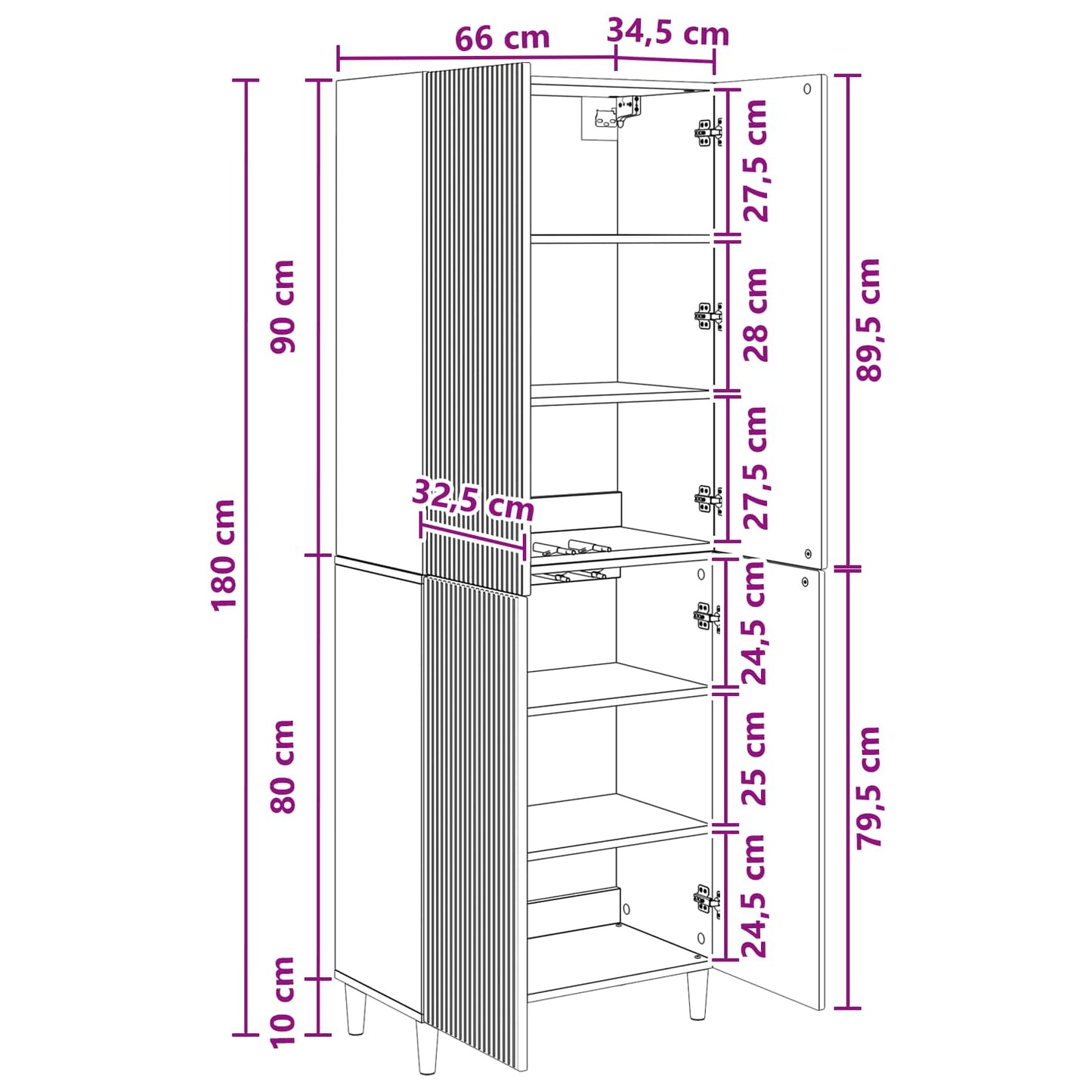 Skapsett 2 pcs 66 x 34,5 x 90 cm Konstruert tre